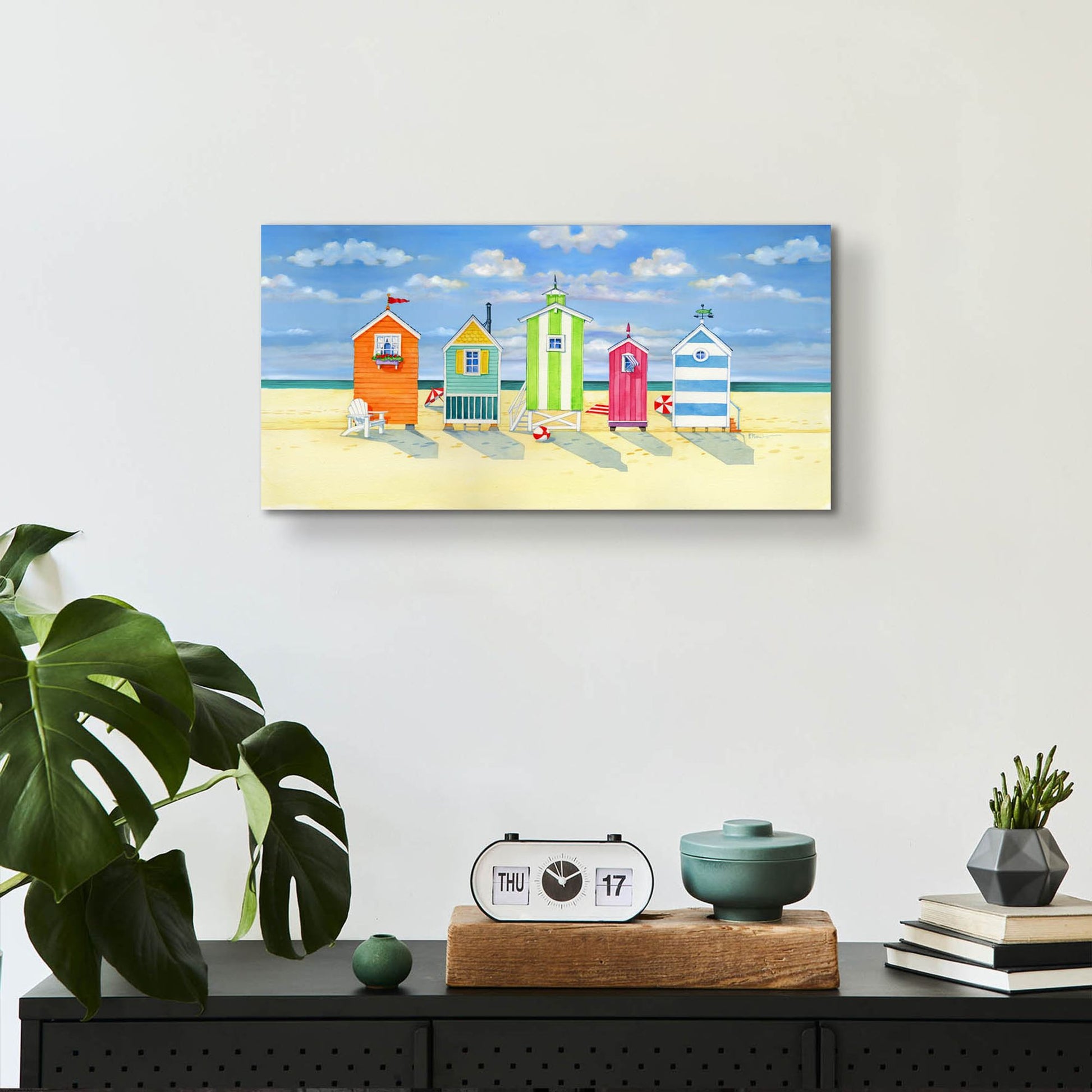 Epic Art 'Brighton Beach Huts' by Paul Brent, Acrylic Glass Wall Art,24x12