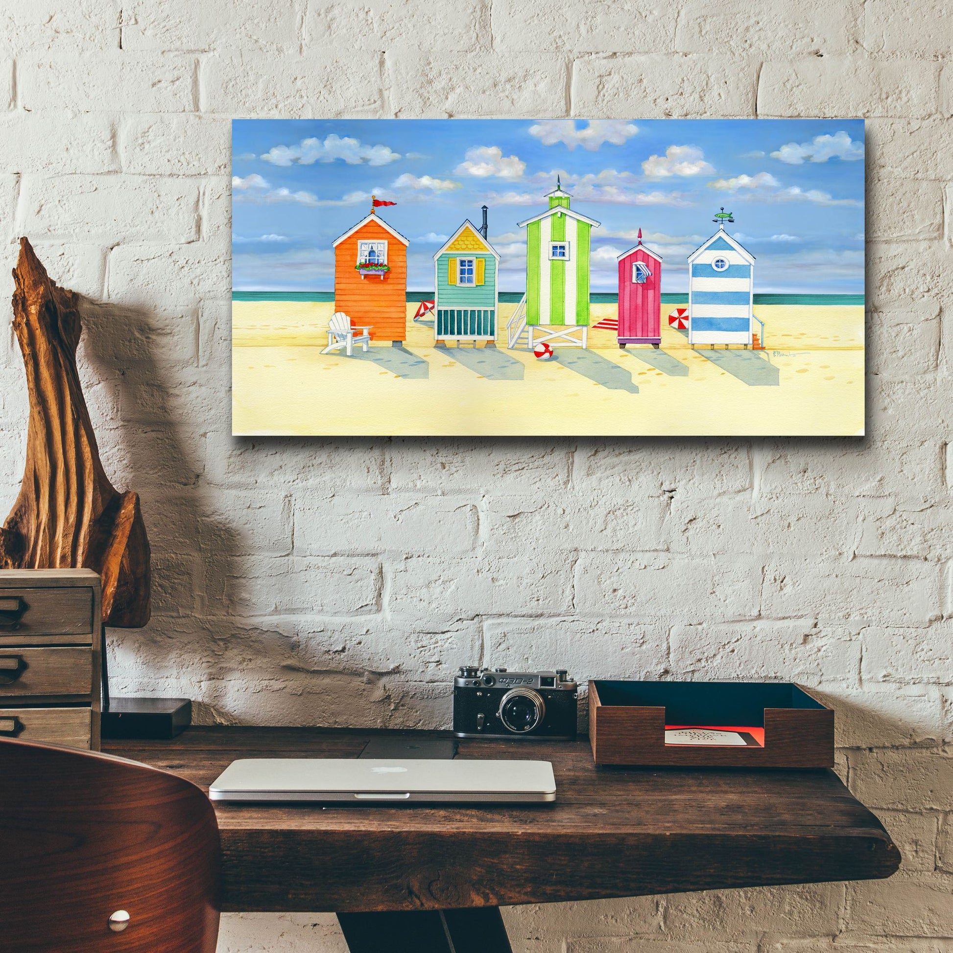 Epic Art 'Brighton Beach Huts' by Paul Brent, Acrylic Glass Wall Art,24x12