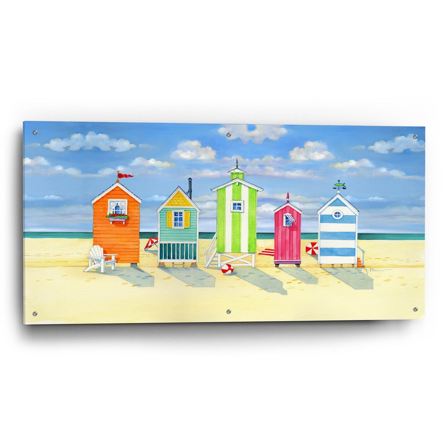 Epic Art 'Brighton Beach Huts' by Paul Brent, Acrylic Glass Wall Art,48x24