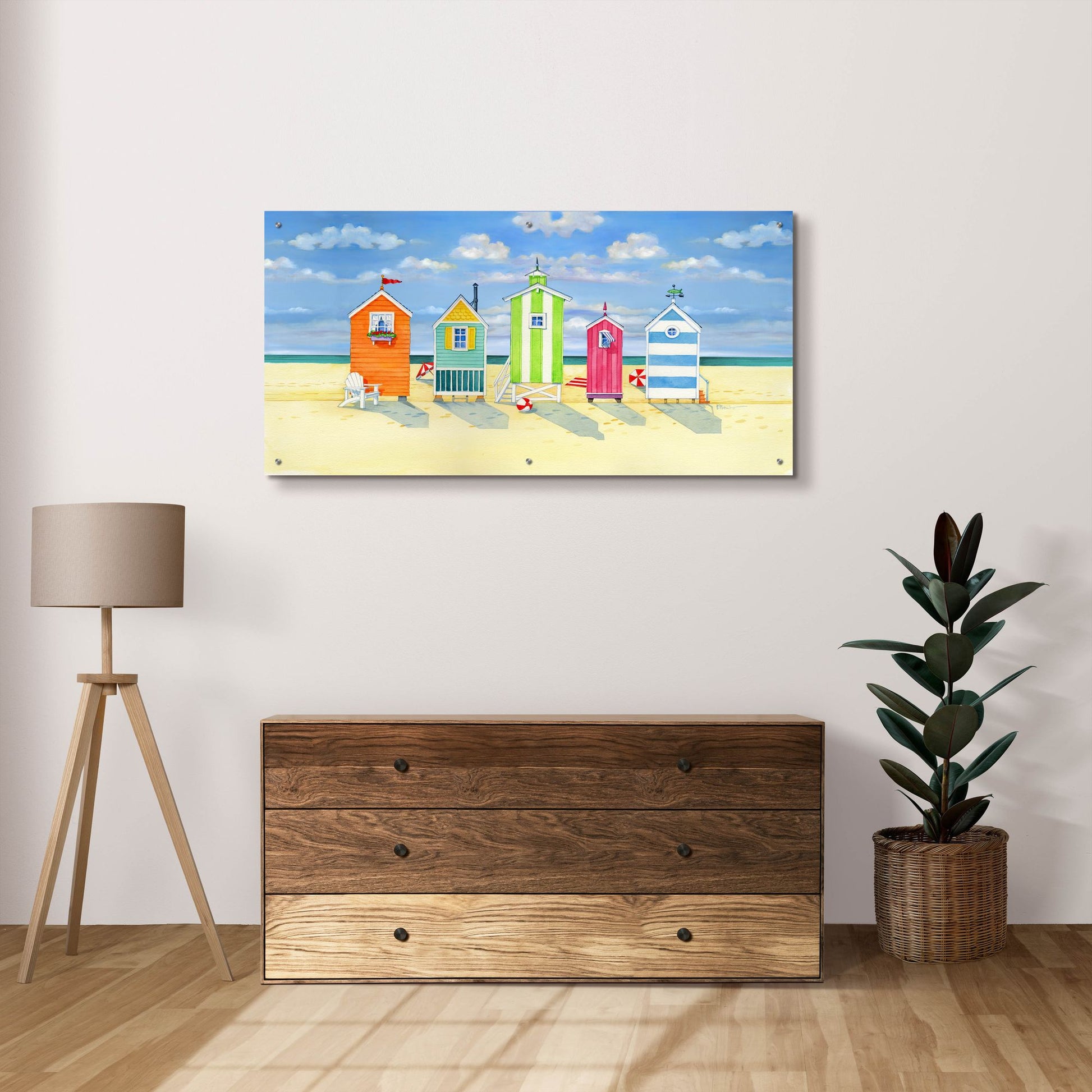 Epic Art 'Brighton Beach Huts' by Paul Brent, Acrylic Glass Wall Art,48x24