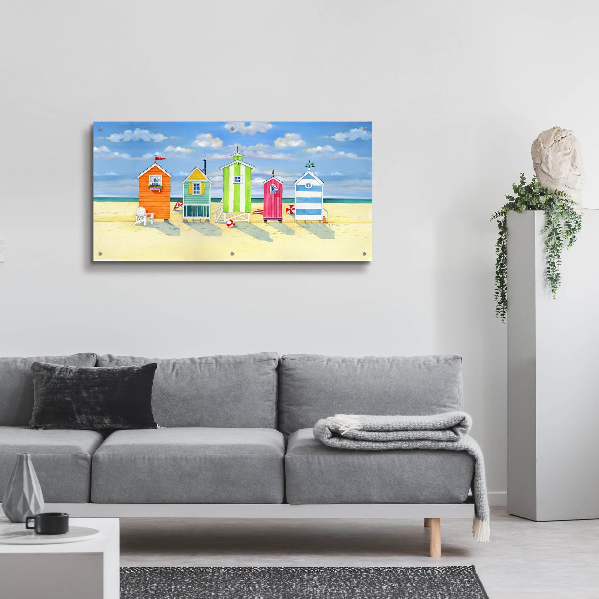 Epic Art 'Brighton Beach Huts' by Paul Brent, Acrylic Glass Wall Art,48x24