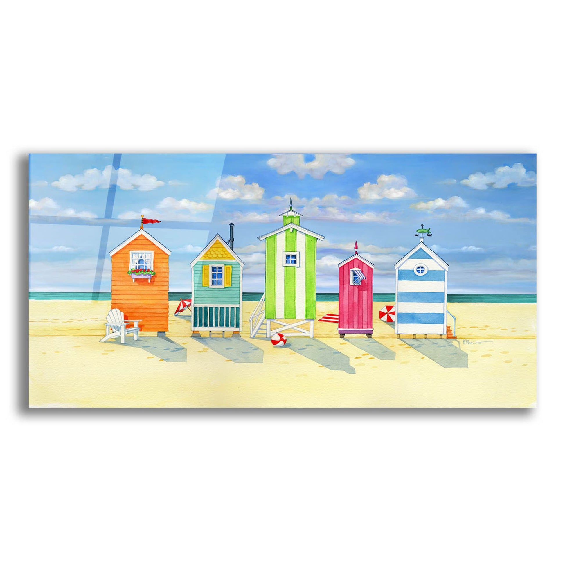 Epic Art 'Brighton Beach Huts' by Paul Brent, Acrylic Glass Wall Art