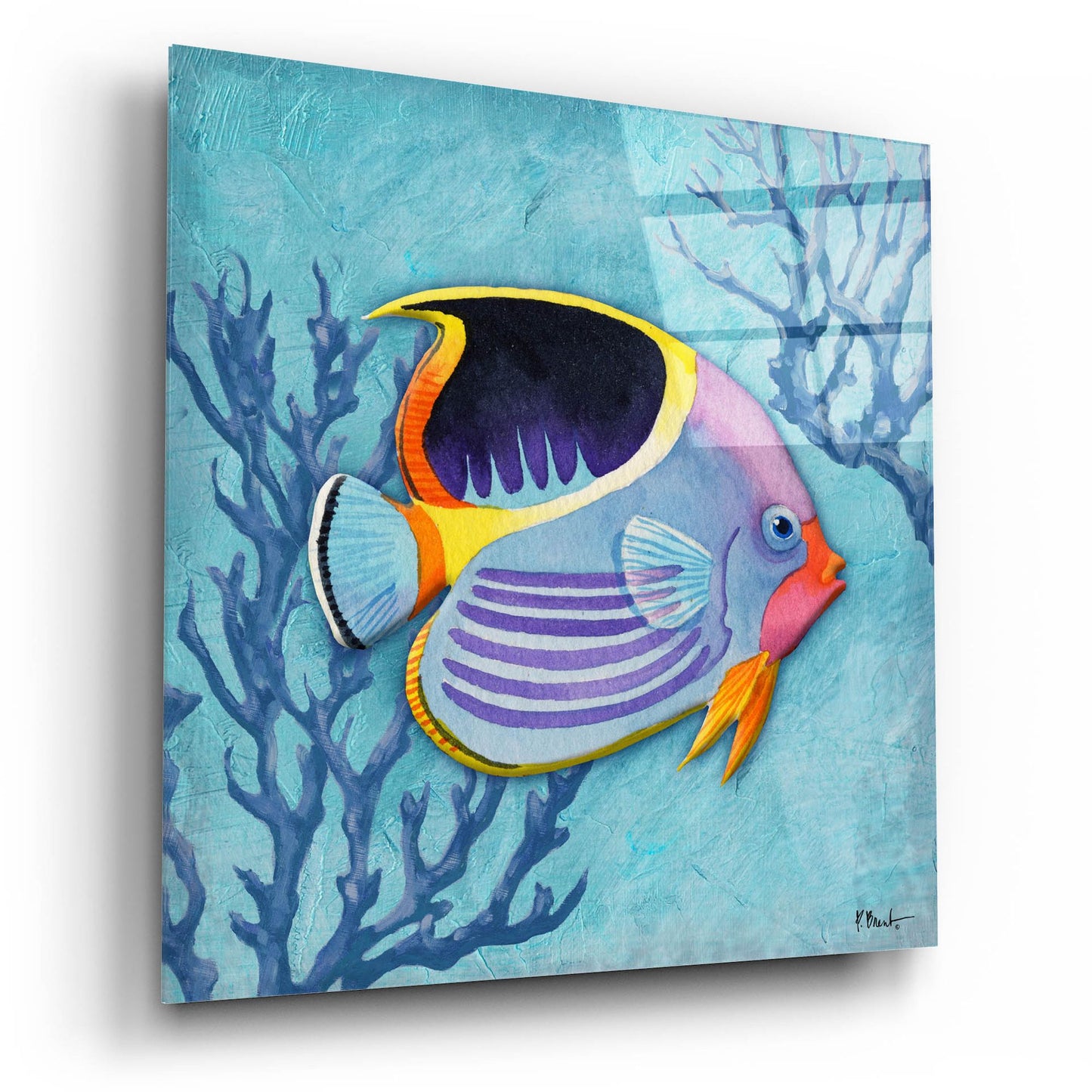 Epic Art 'Azure Tropical Fish I' by Paul Brent, Acrylic Glass Wall Art,12x12