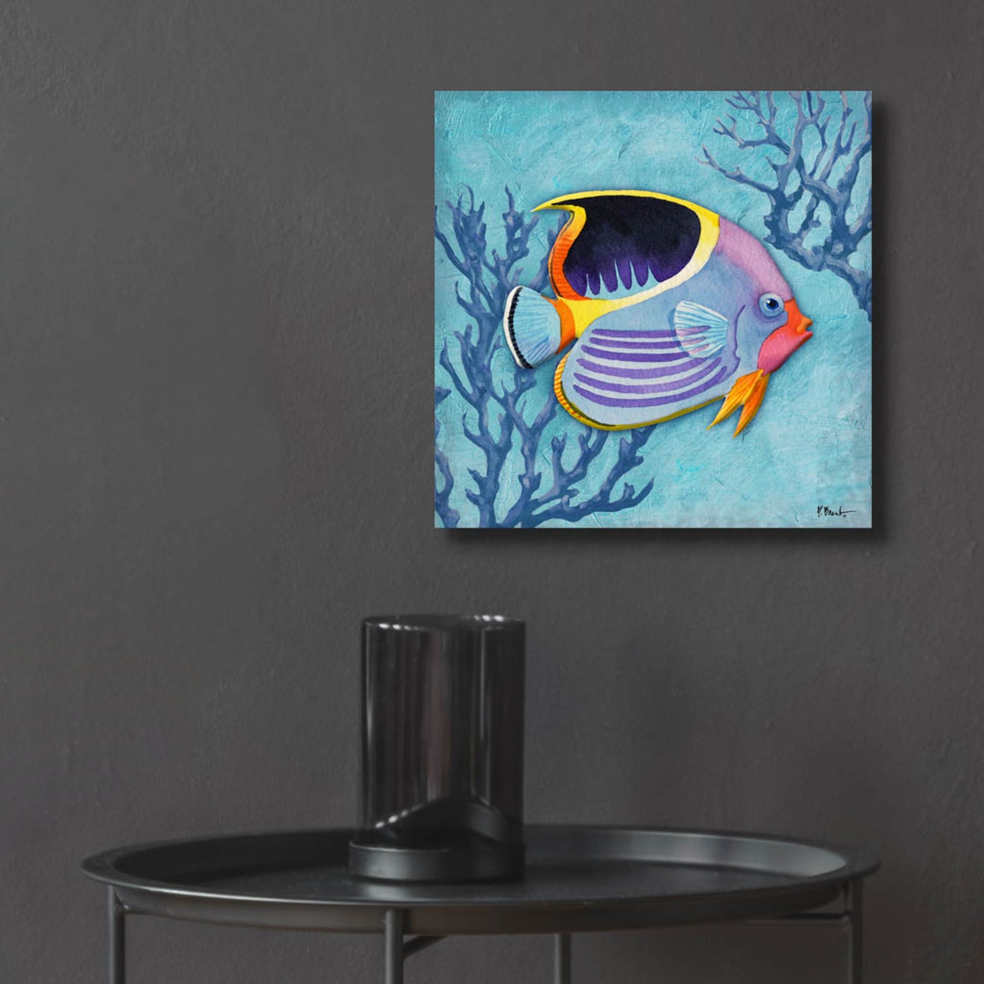 Epic Art 'Azure Tropical Fish I' by Paul Brent, Acrylic Glass Wall Art,12x12