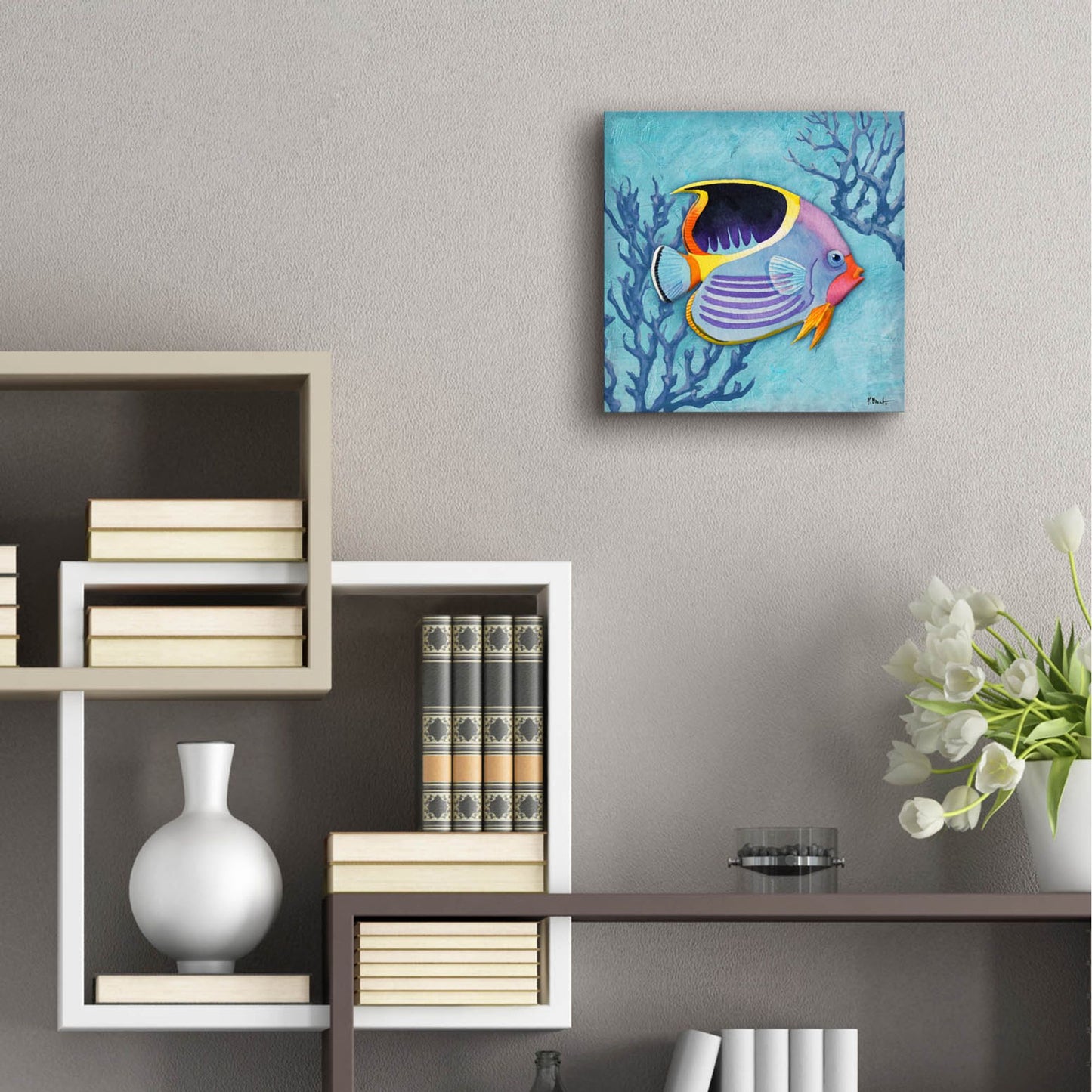 Epic Art 'Azure Tropical Fish I' by Paul Brent, Acrylic Glass Wall Art,12x12