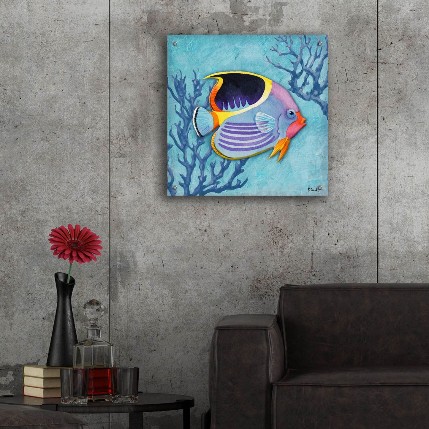 Epic Art 'Azure Tropical Fish I' by Paul Brent, Acrylic Glass Wall Art,24x24