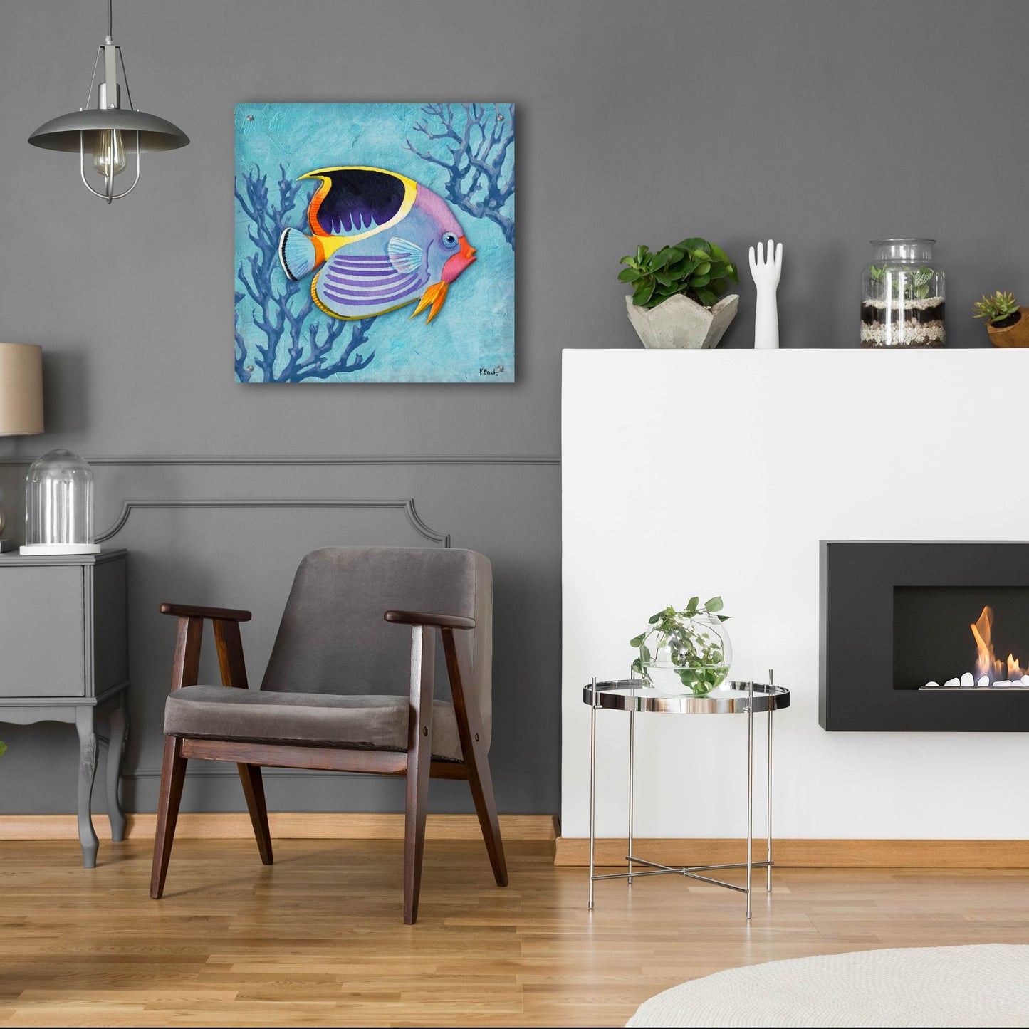 Epic Art 'Azure Tropical Fish I' by Paul Brent, Acrylic Glass Wall Art,24x24