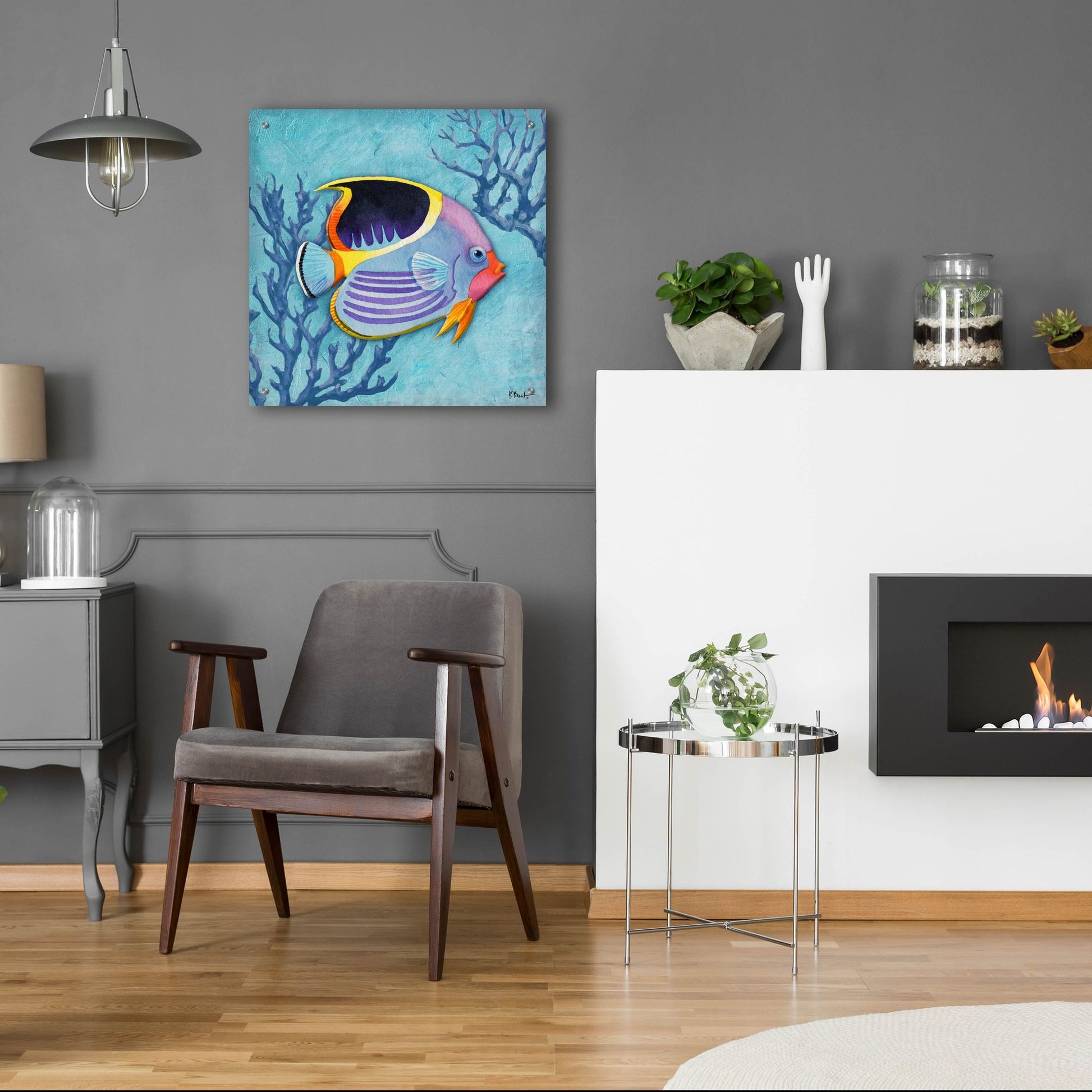 Epic Art 'Azure Tropical Fish I' by Paul Brent, Acrylic Glass Wall Art,24x24