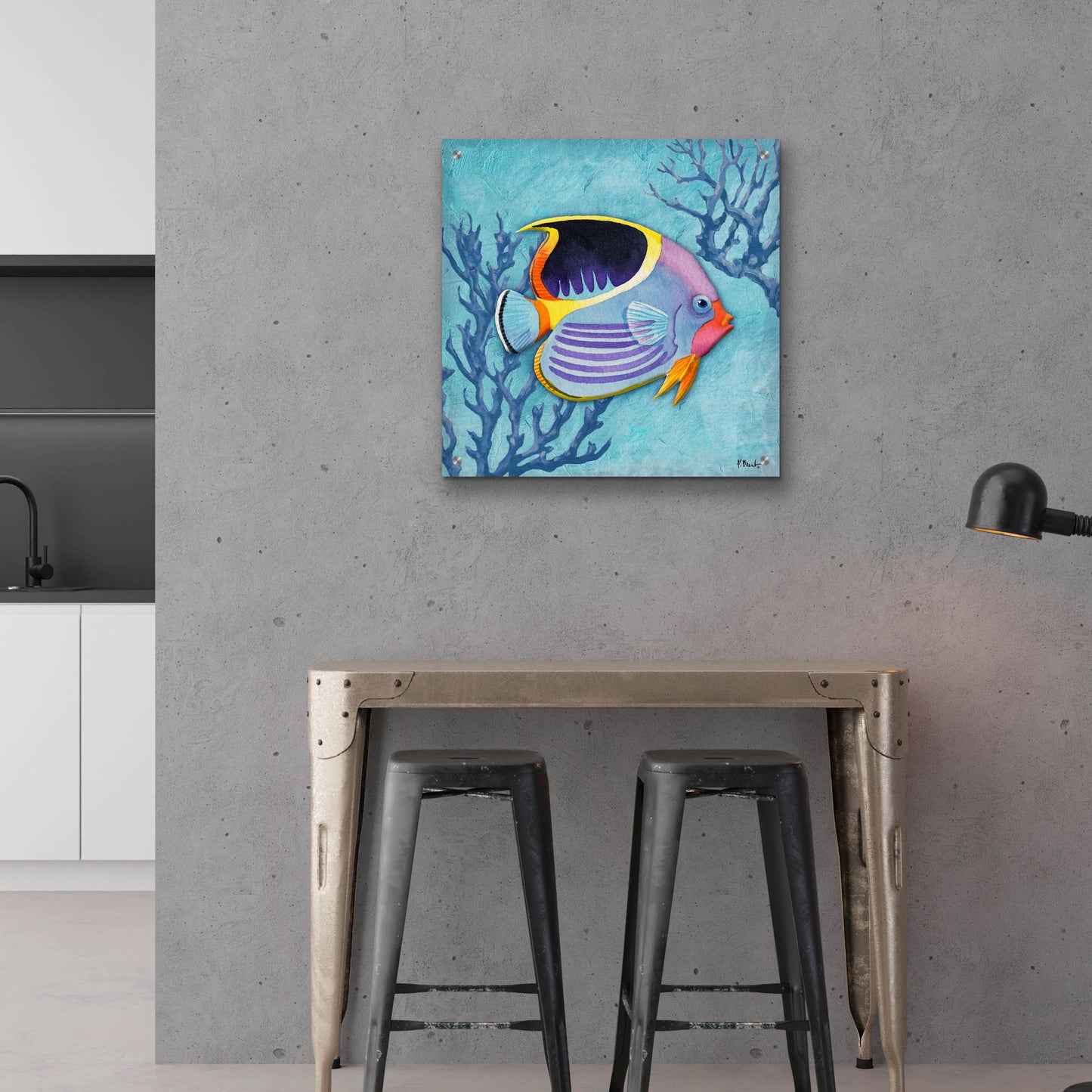 Epic Art 'Azure Tropical Fish I' by Paul Brent, Acrylic Glass Wall Art,24x24