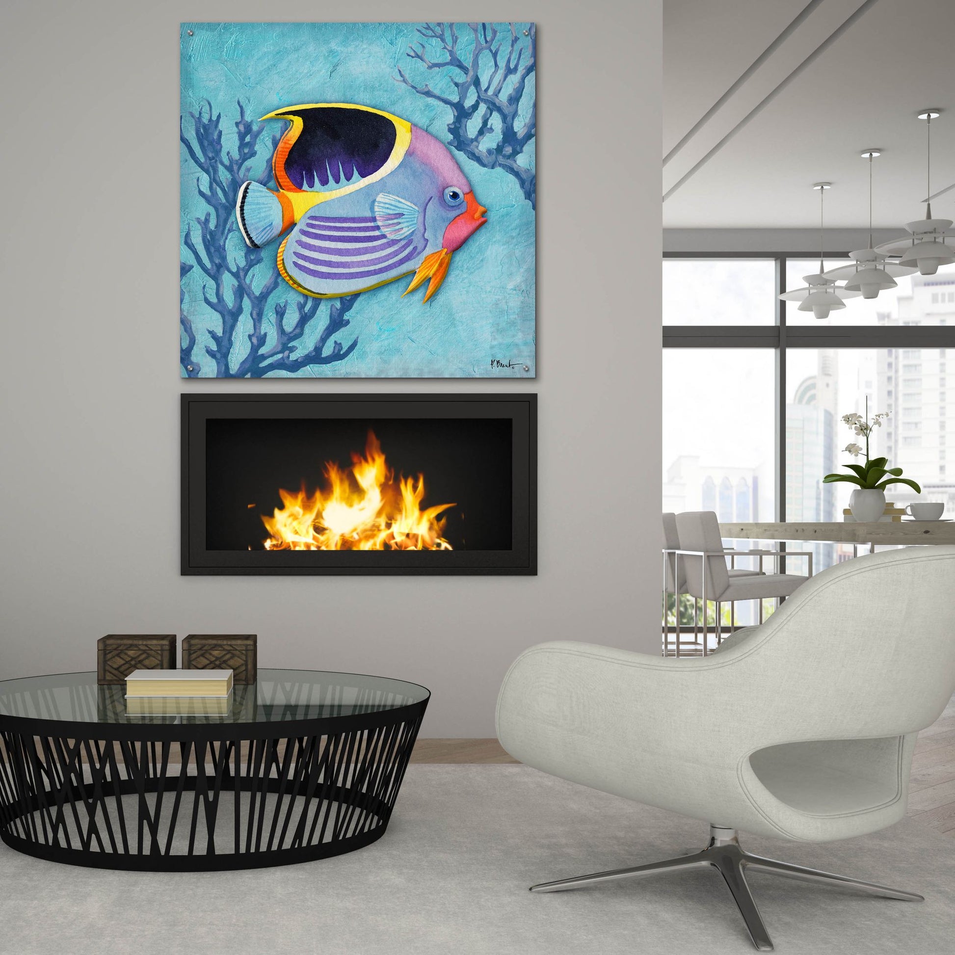 Epic Art 'Azure Tropical Fish I' by Paul Brent, Acrylic Glass Wall Art,36x36