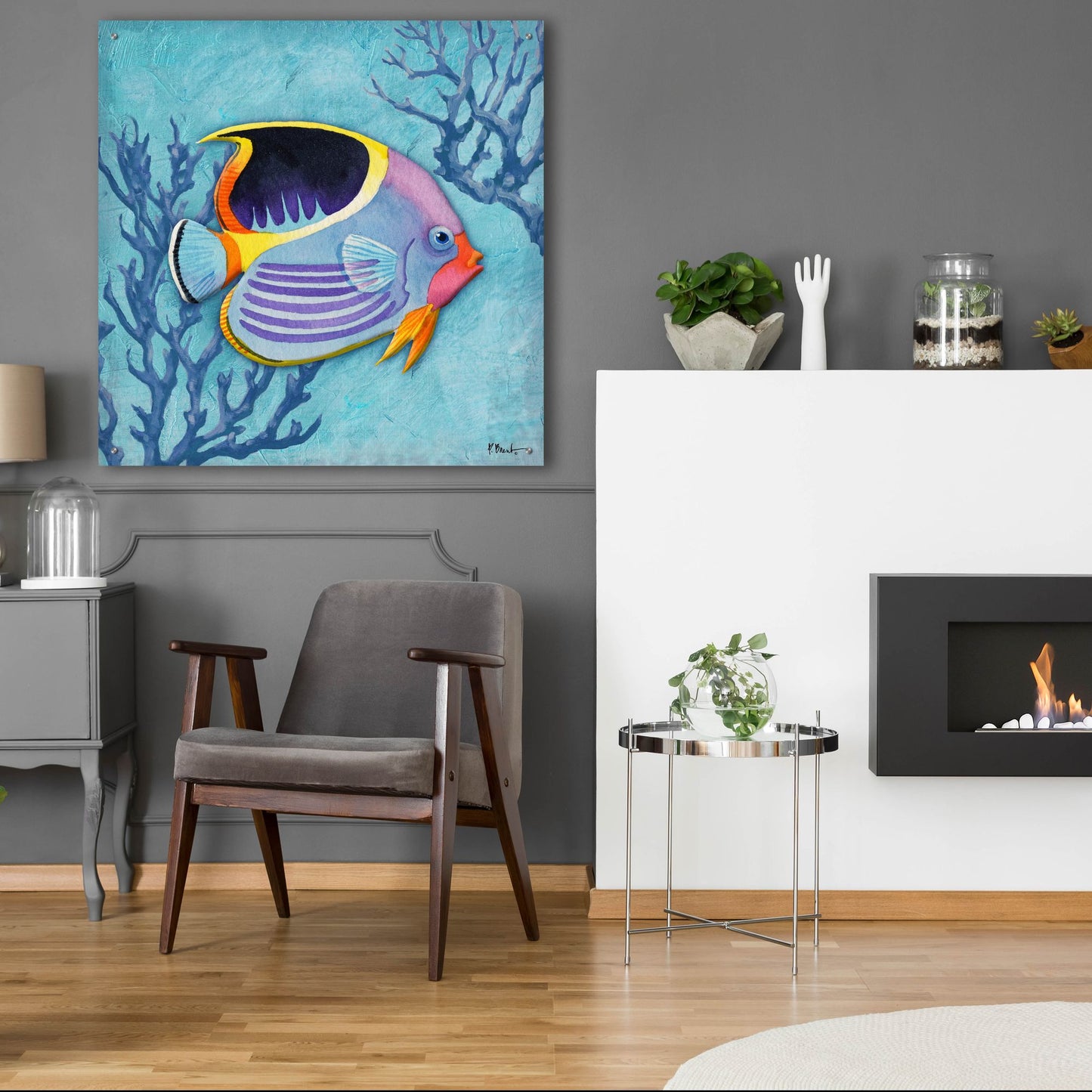 Epic Art 'Azure Tropical Fish I' by Paul Brent, Acrylic Glass Wall Art,36x36