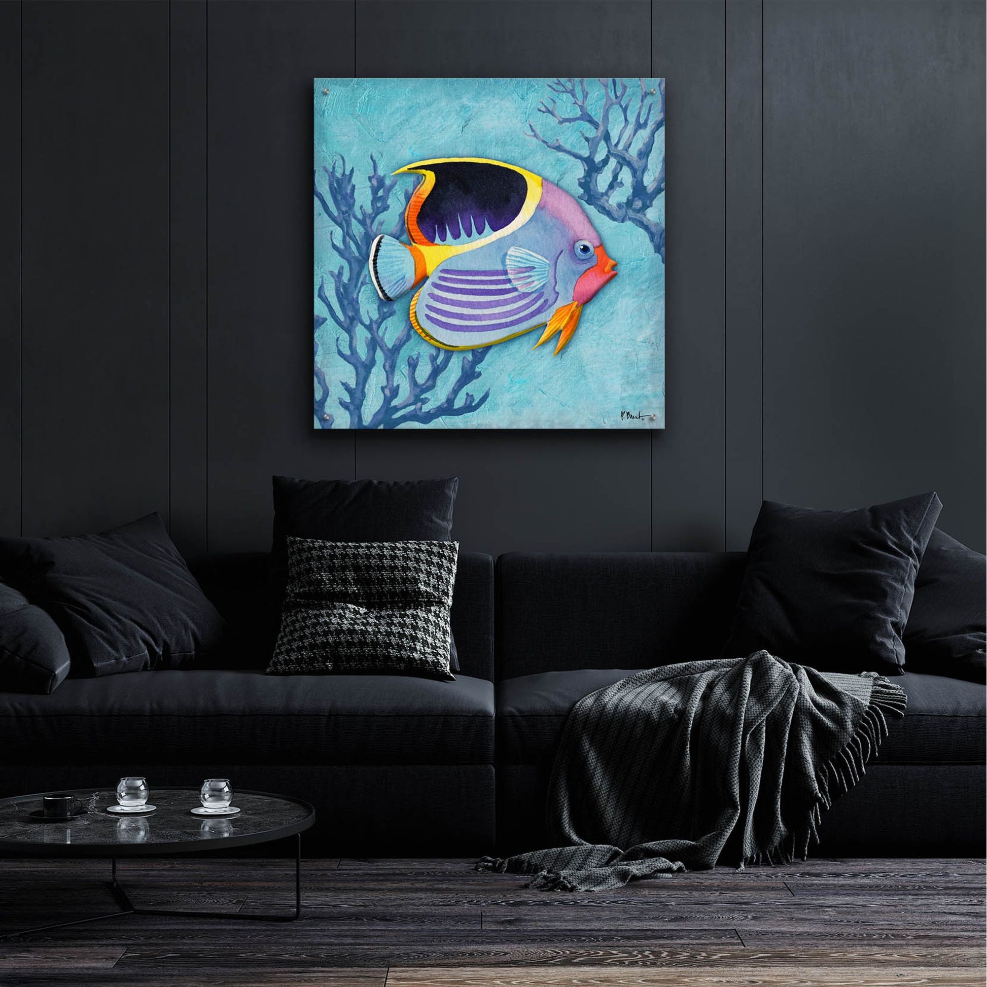 Epic Art 'Azure Tropical Fish I' by Paul Brent, Acrylic Glass Wall Art,36x36