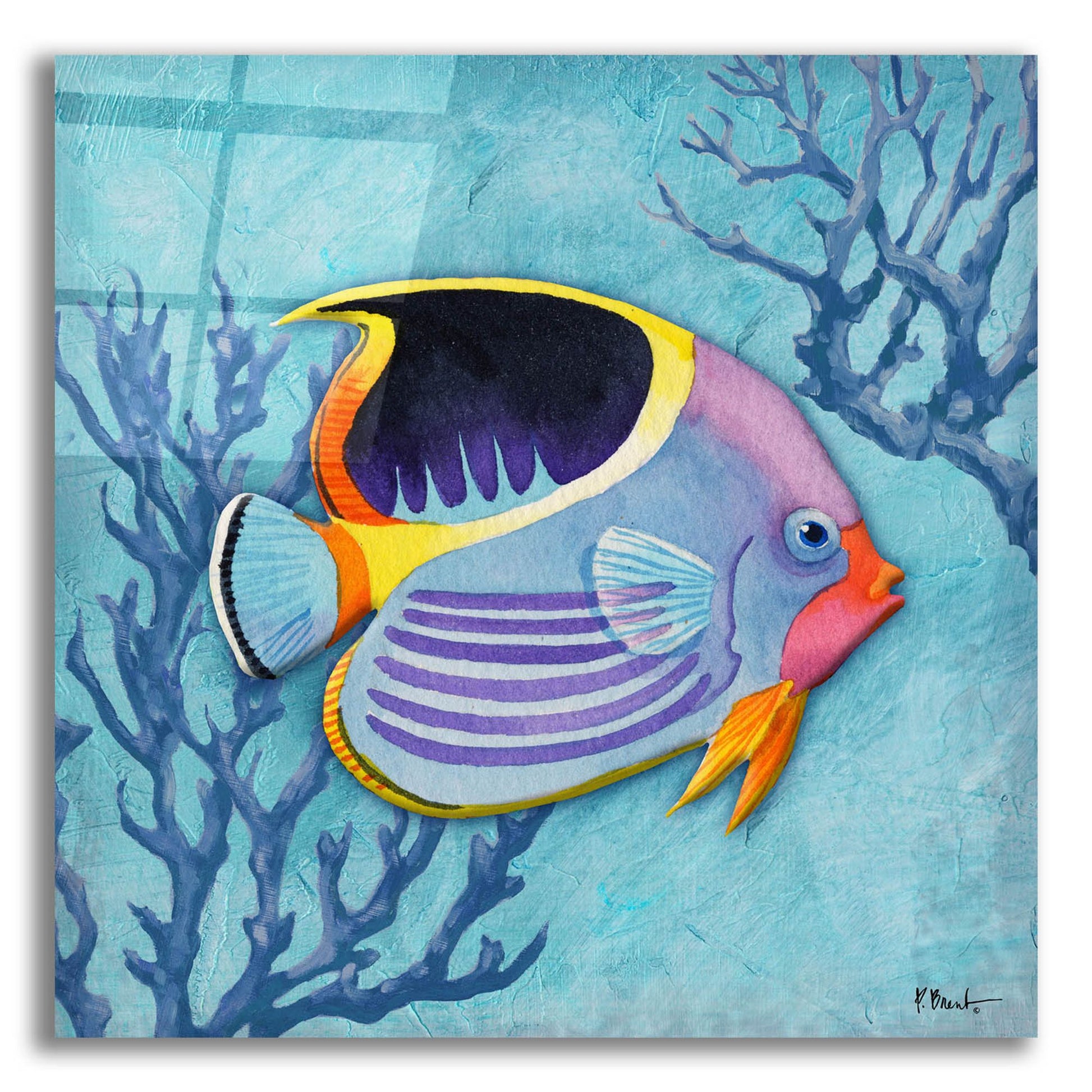 Epic Art 'Azure Tropical Fish I' by Paul Brent, Acrylic Glass Wall Art