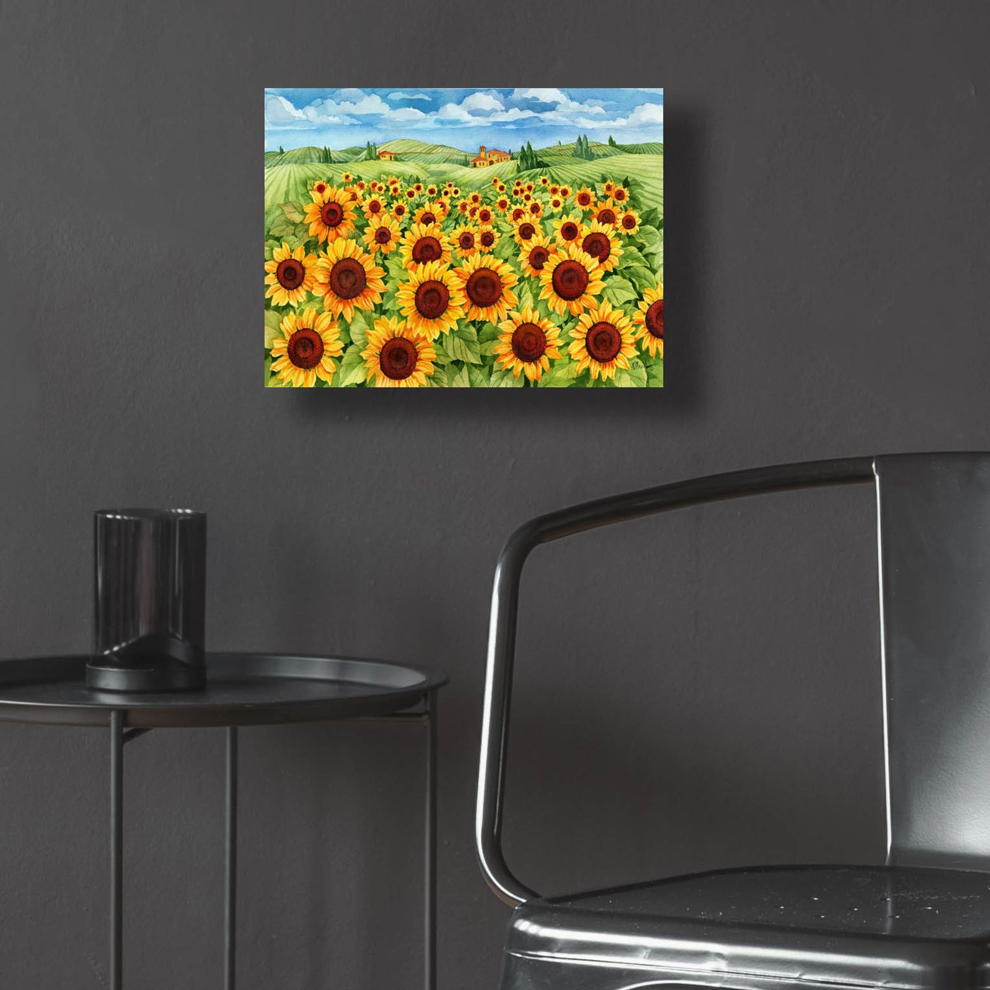 Epic Art 'Sunflower Field' by Paul Brent, Acrylic Glass Wall Art,16x12