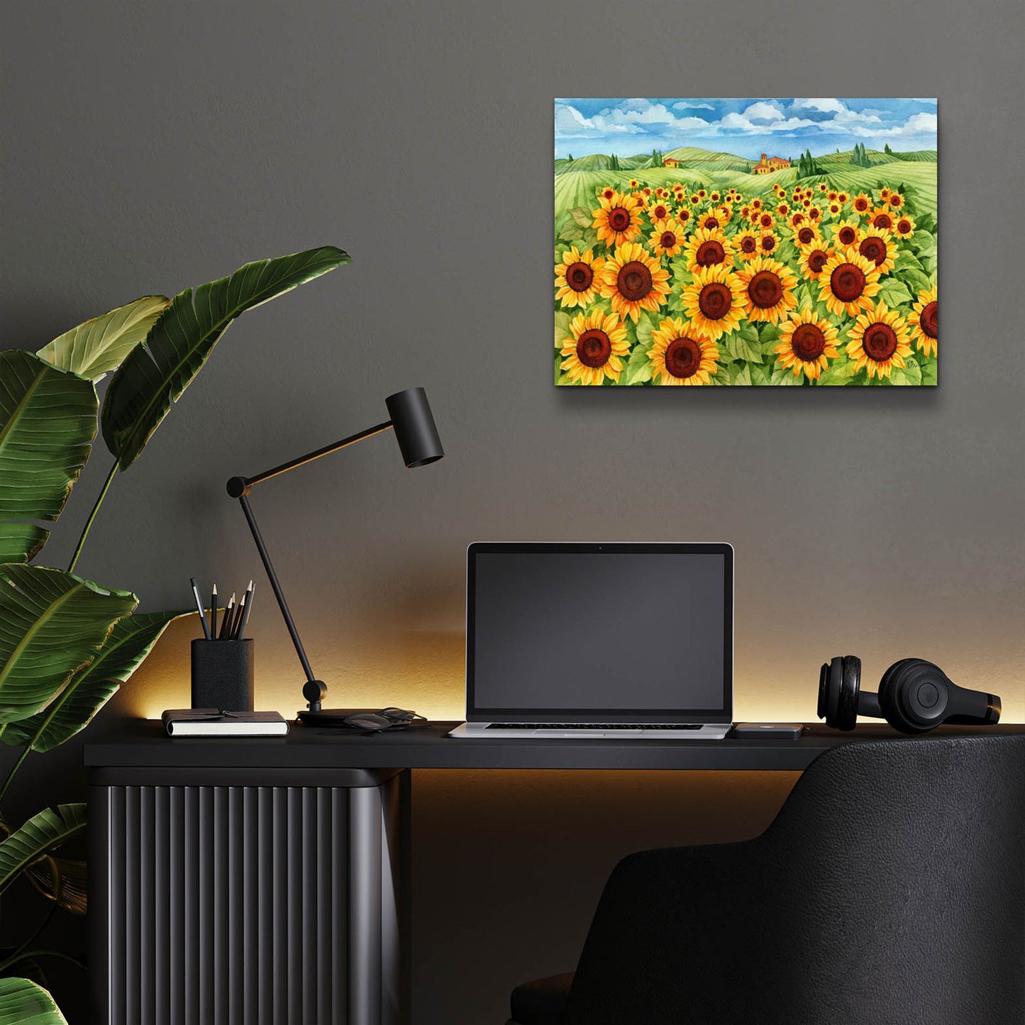 Epic Art 'Sunflower Field' by Paul Brent, Acrylic Glass Wall Art,16x12