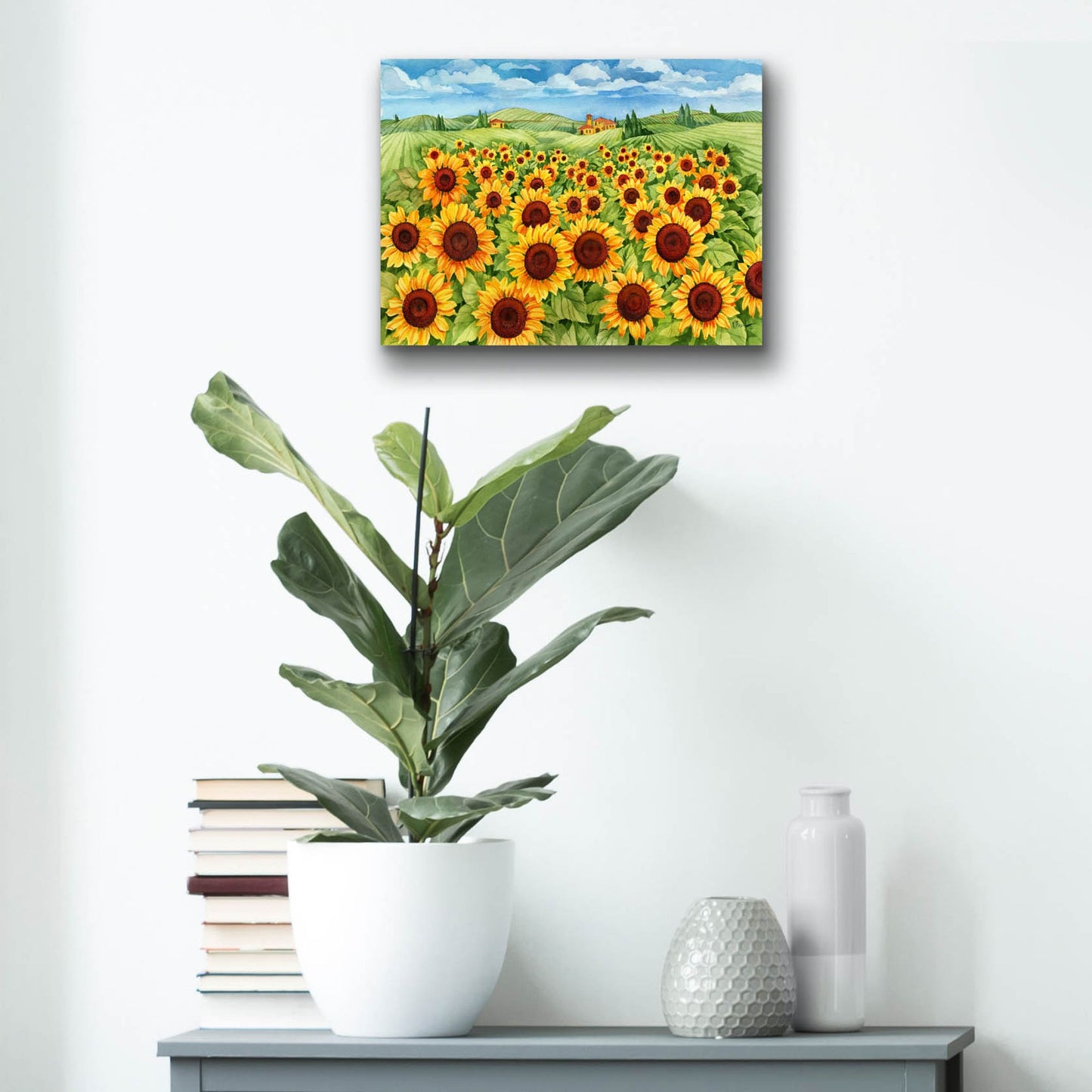 Epic Art 'Sunflower Field' by Paul Brent, Acrylic Glass Wall Art,16x12