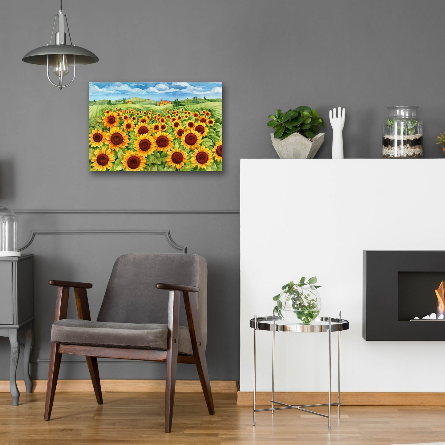 Epic Art 'Sunflower Field' by Paul Brent, Acrylic Glass Wall Art,24x16