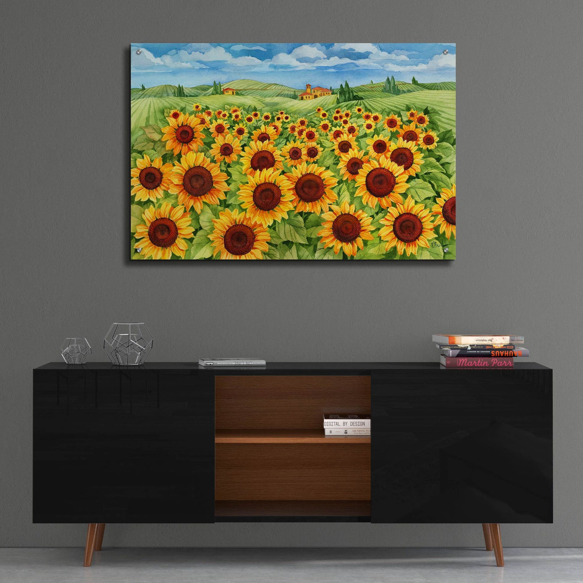 Epic Art 'Sunflower Field' by Paul Brent, Acrylic Glass Wall Art,36x24