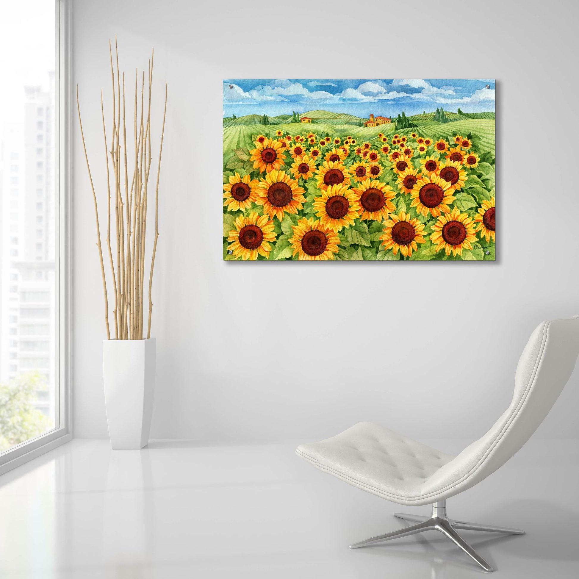 Epic Art 'Sunflower Field' by Paul Brent, Acrylic Glass Wall Art,36x24