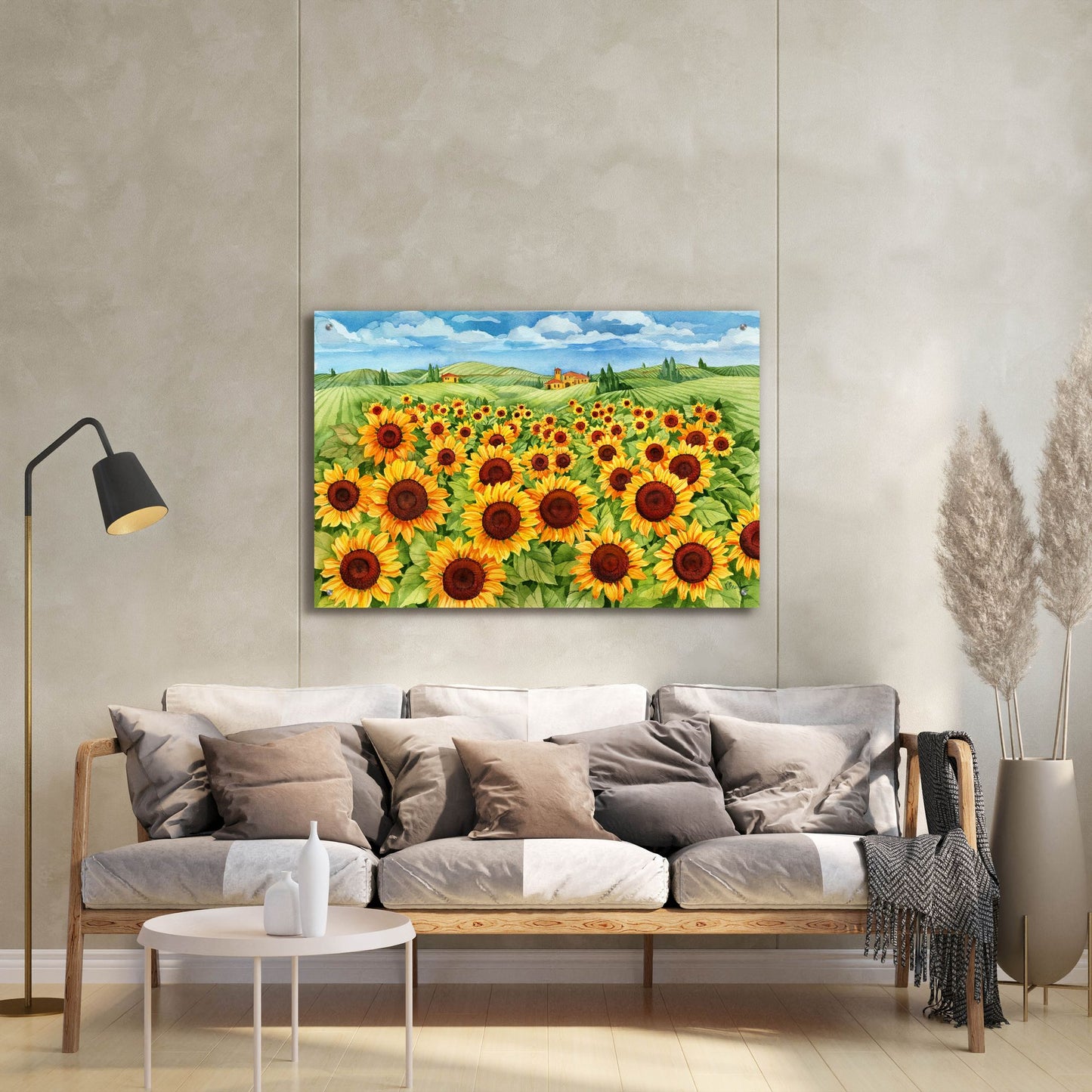 Epic Art 'Sunflower Field' by Paul Brent, Acrylic Glass Wall Art,36x24