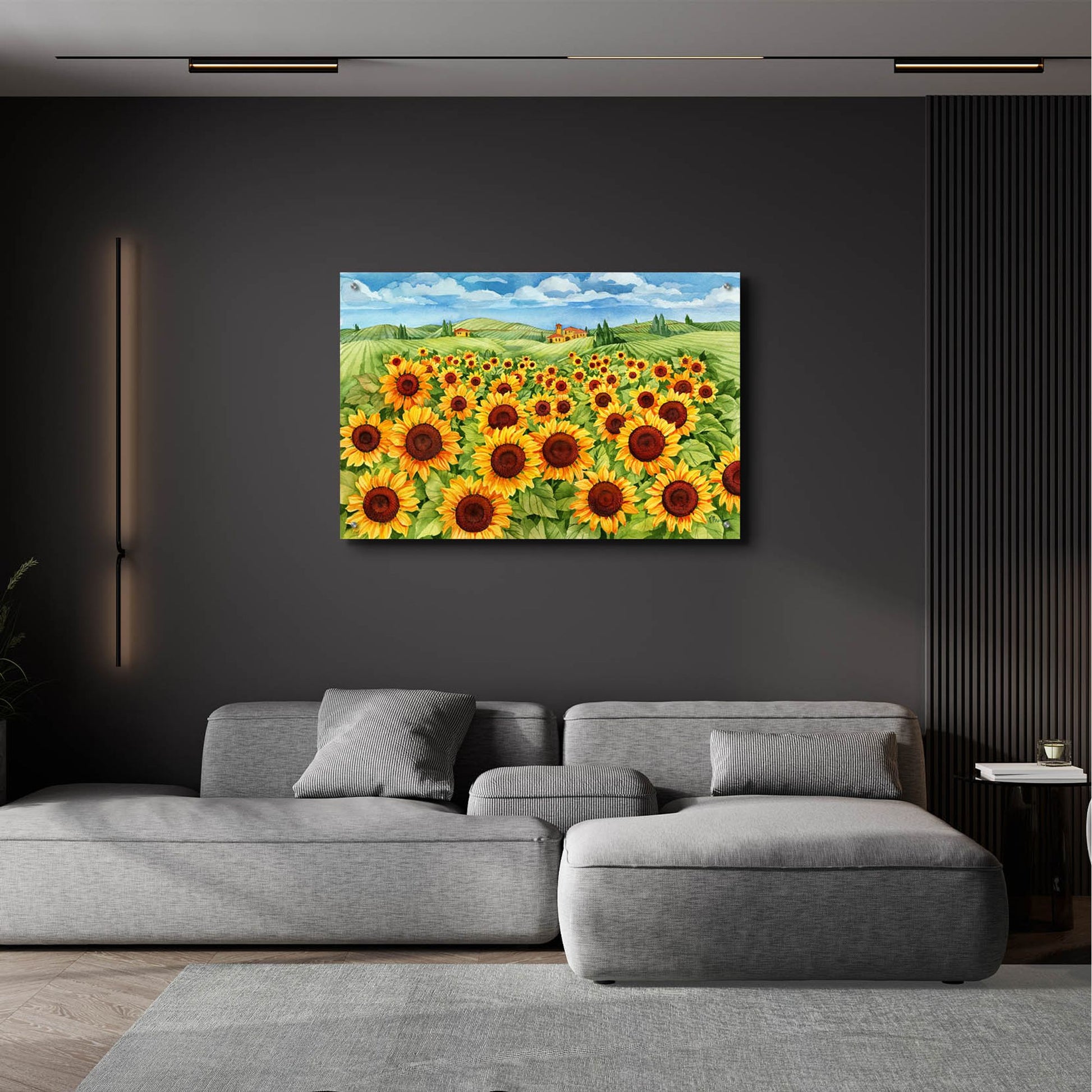 Epic Art 'Sunflower Field' by Paul Brent, Acrylic Glass Wall Art,36x24