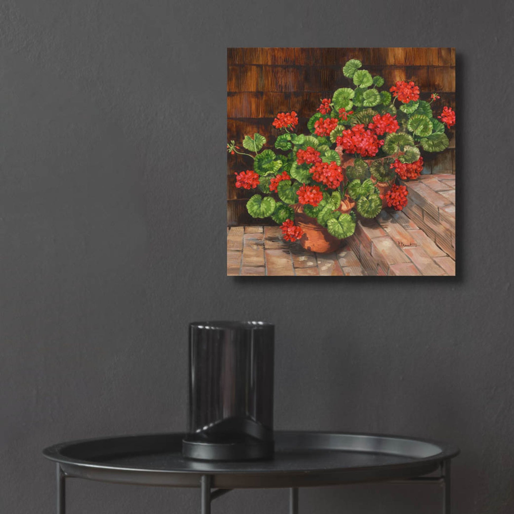 Epic Art 'Summer Geraniums Square' by Paul Brent, Acrylic Glass Wall Art,12x12