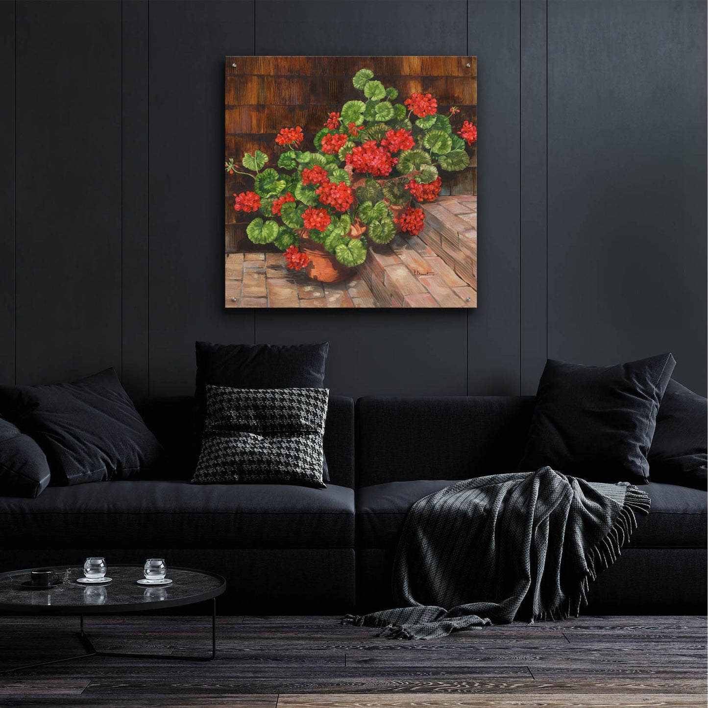 Epic Art 'Summer Geraniums Square' by Paul Brent, Acrylic Glass Wall Art,36x36