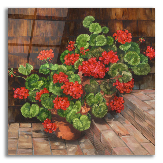 Epic Art 'Summer Geraniums Square' by Paul Brent, Acrylic Glass Wall Art