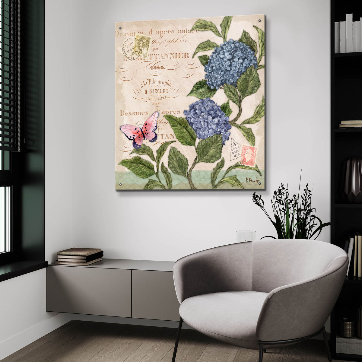 Epic Art 'Parisian Hydrangeas II' by Paul Brent, Acrylic Glass Wall Art,36x36