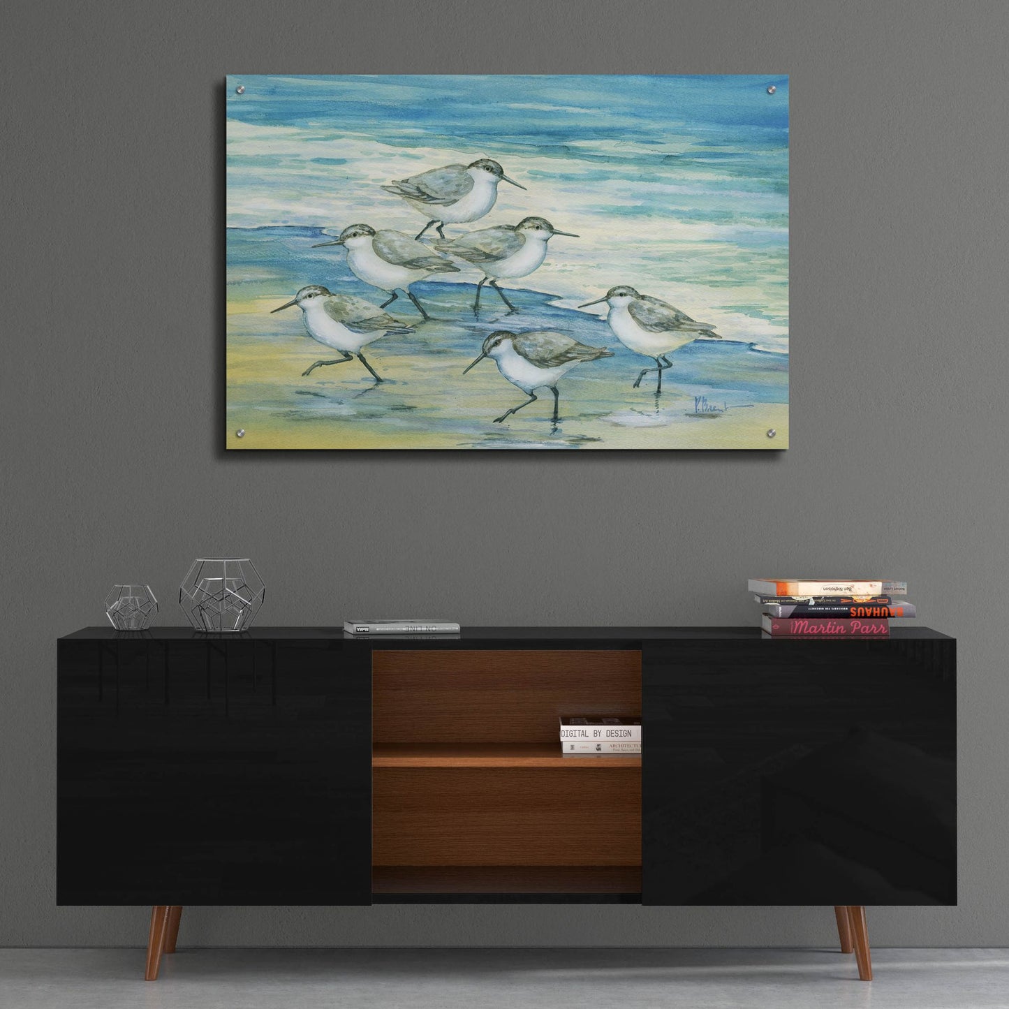 Epic Art 'Surfside Sandpipers' by Paul Brent, Acrylic Glass Wall Art,36x24