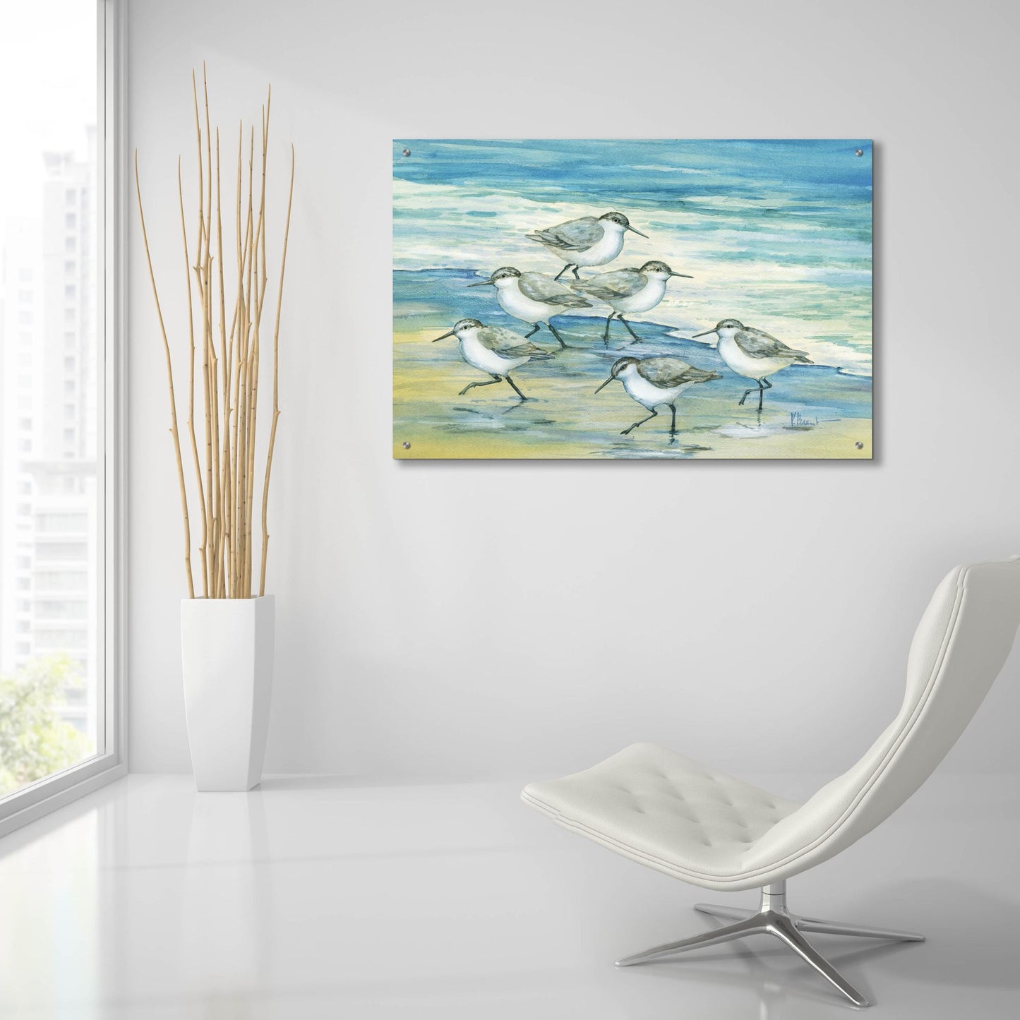 Epic Art 'Surfside Sandpipers' by Paul Brent, Acrylic Glass Wall Art,36x24