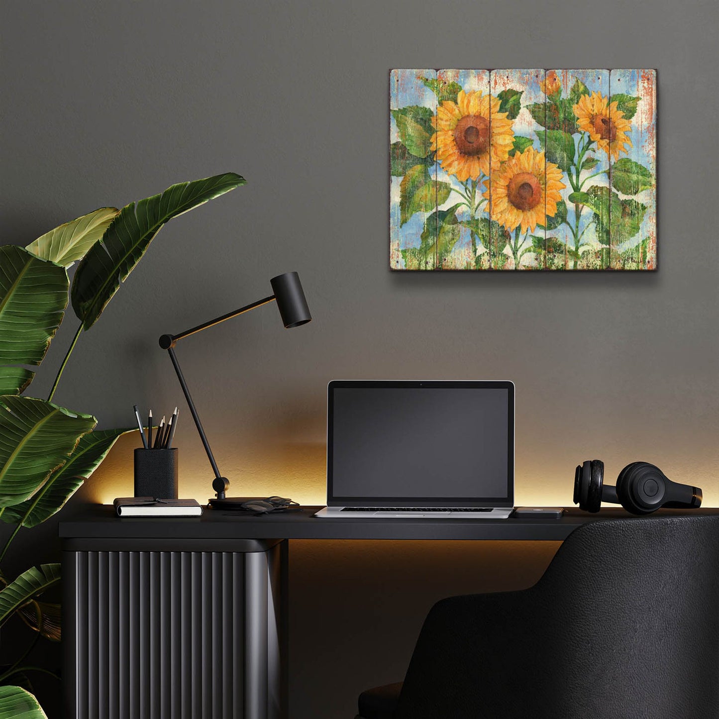 Epic Art 'Summer Sunflowers - Distressed' by Paul Brent, Acrylic Glass Wall Art,16x12