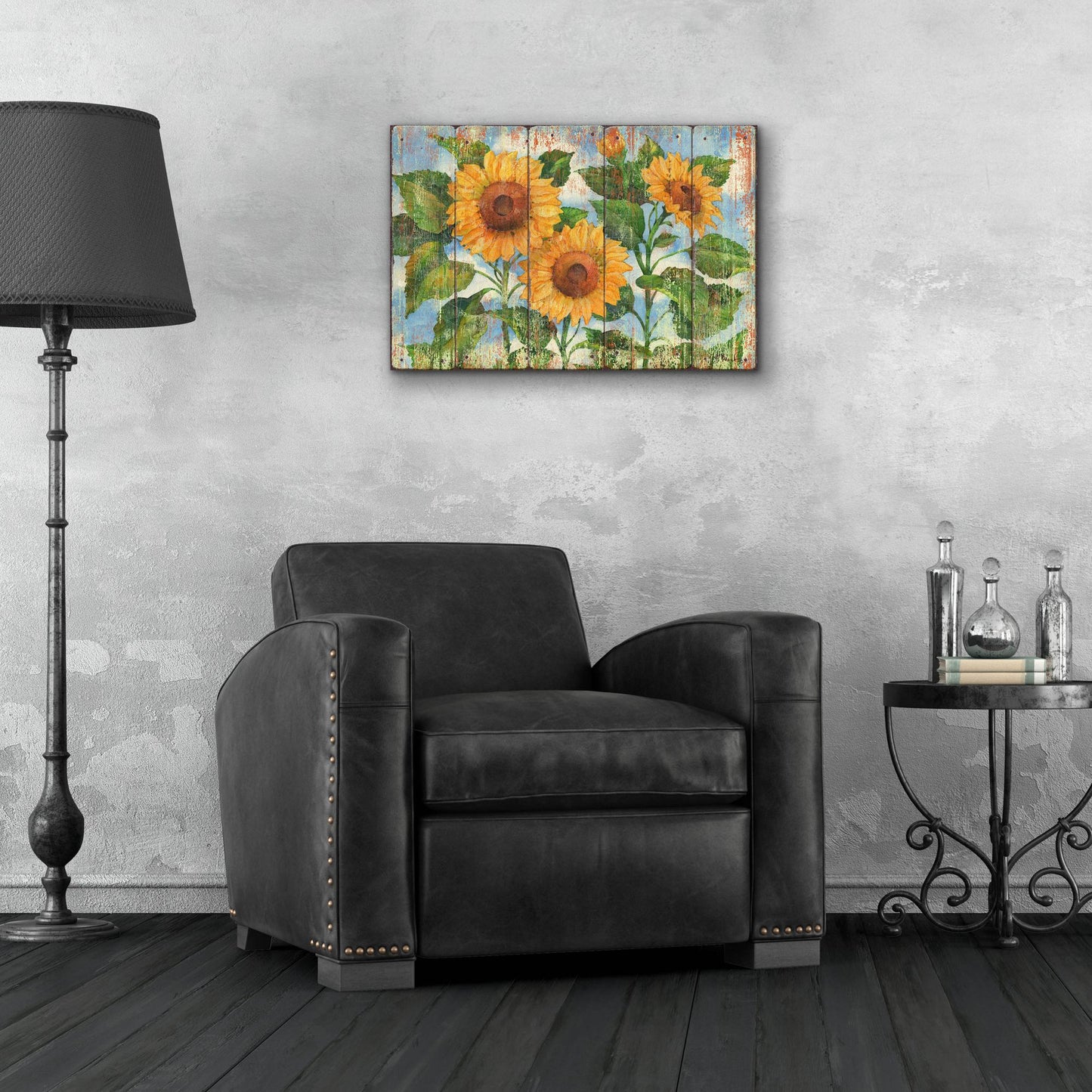Epic Art 'Summer Sunflowers - Distressed' by Paul Brent, Acrylic Glass Wall Art,24x16