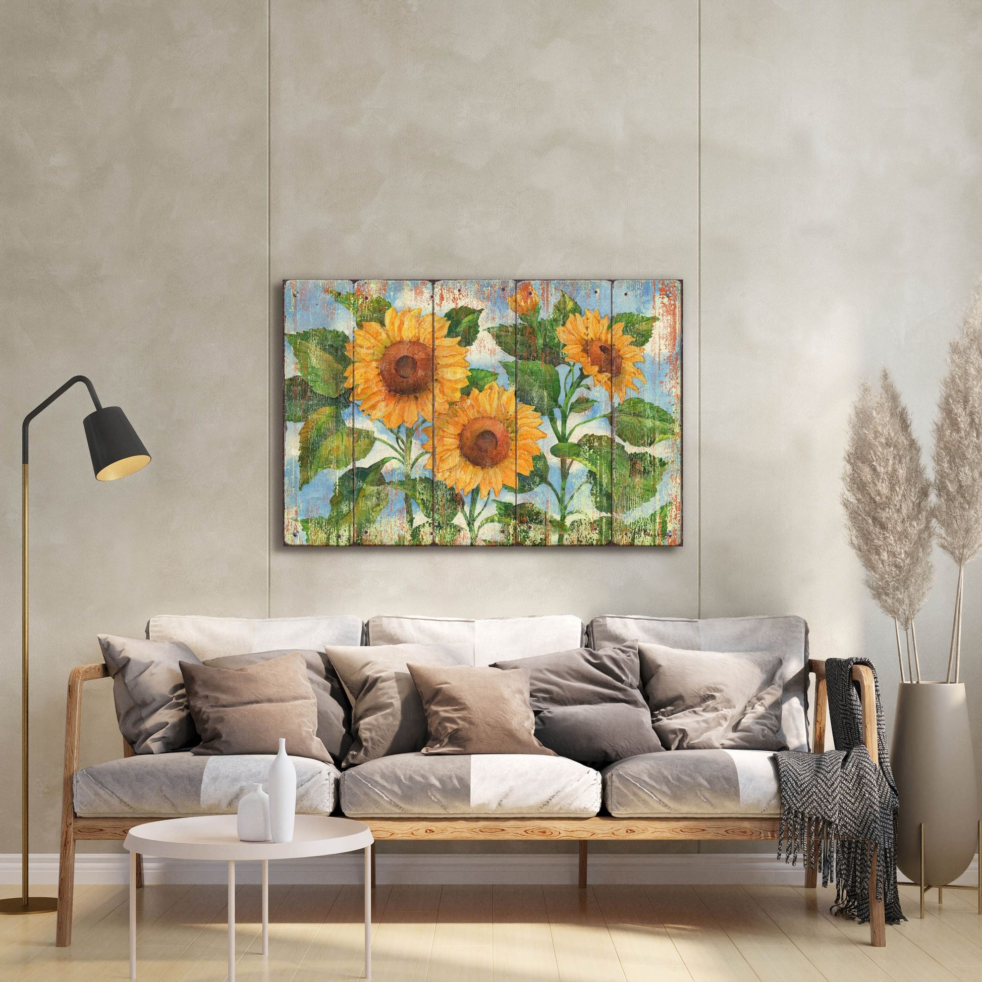 Epic Art 'Summer Sunflowers - Distressed' by Paul Brent, Acrylic Glass Wall Art,36x24