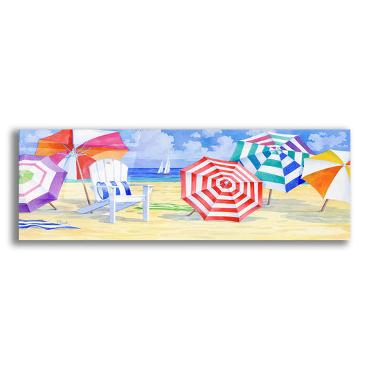 Epic Art 'Umbrella Beach Bright' by Paul Brent, Acrylic Glass Wall Art