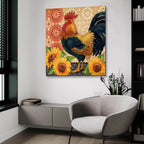 Epic Art 'Roosters and Sunflowers II' by Paul Brent, Acrylic Glass Wall Art,36x36