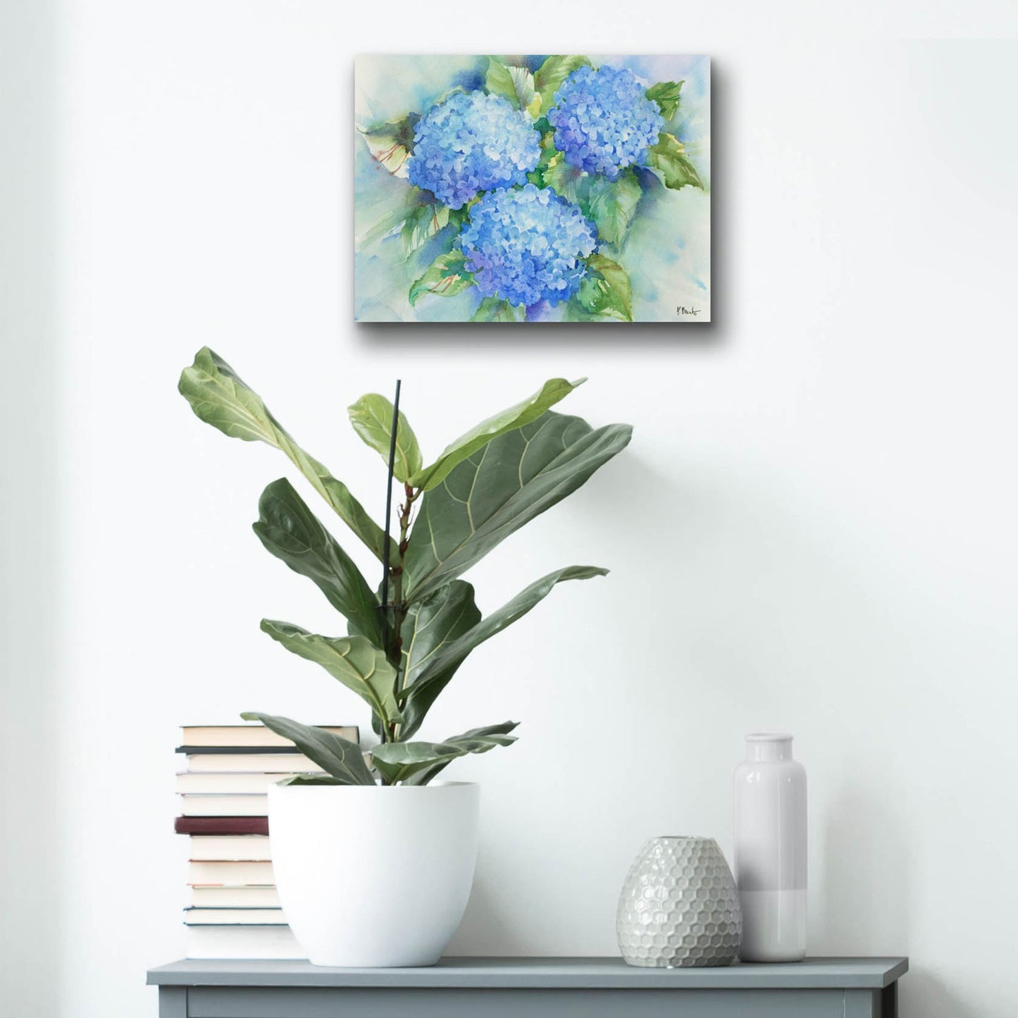 Epic Art 'Sky Blue Hydrangea' by Paul Brent, Acrylic Glass Wall Art,16x12