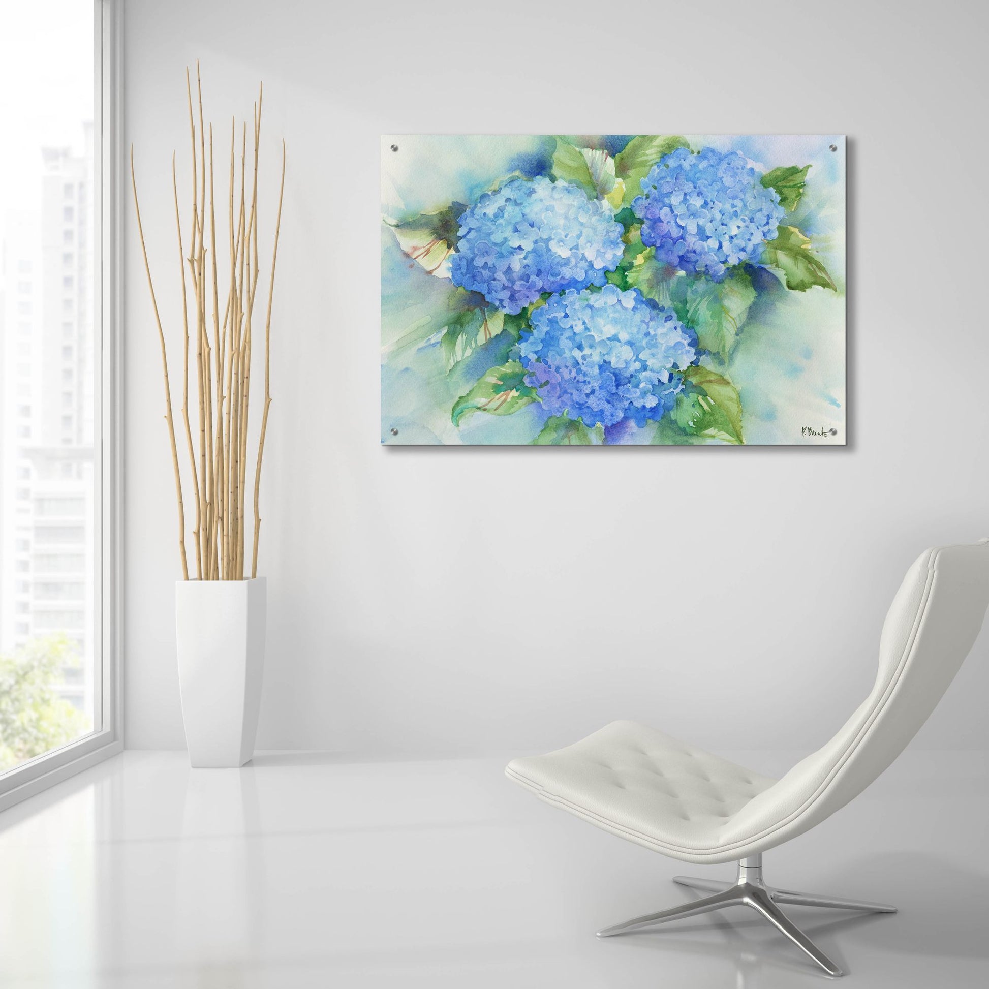 Epic Art 'Sky Blue Hydrangea' by Paul Brent, Acrylic Glass Wall Art,36x24