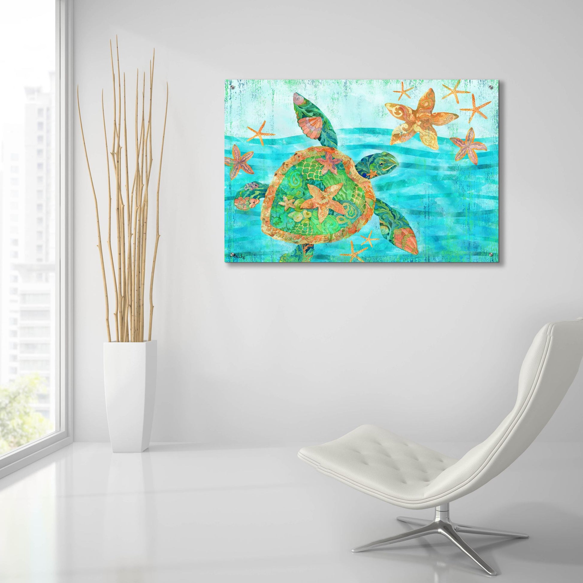 Epic Art 'Nassau Turtle Horizontal I' by Paul Brent, Acrylic Glass Wall Art,36x24