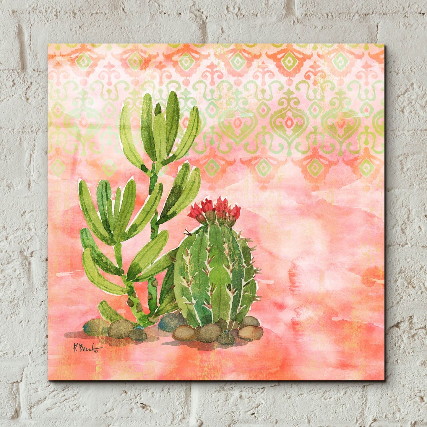 Epic Art 'Cactus III - Coral' by Paul Brent, Acrylic Glass Wall Art,12x12