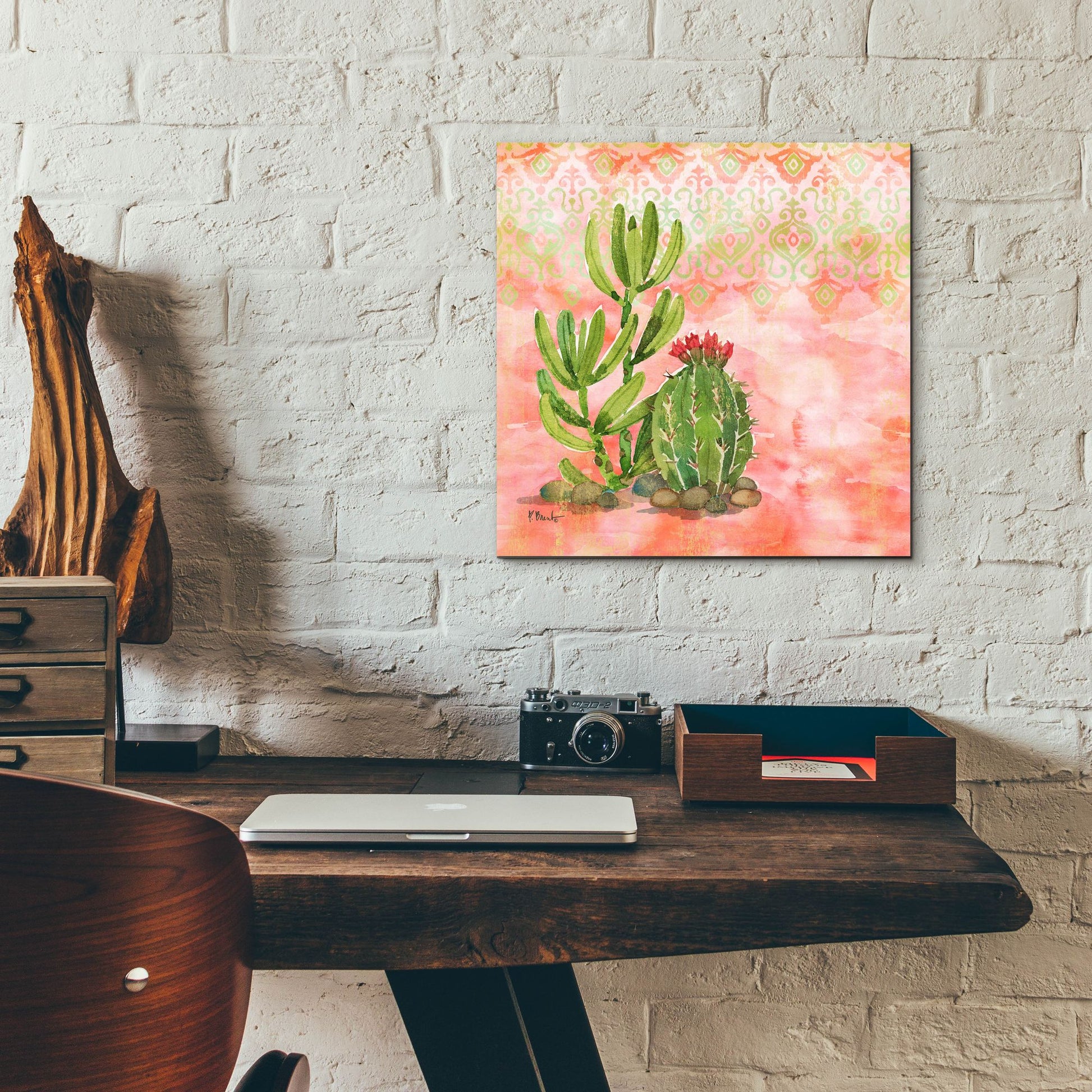 Epic Art 'Cactus III - Coral' by Paul Brent, Acrylic Glass Wall Art,12x12