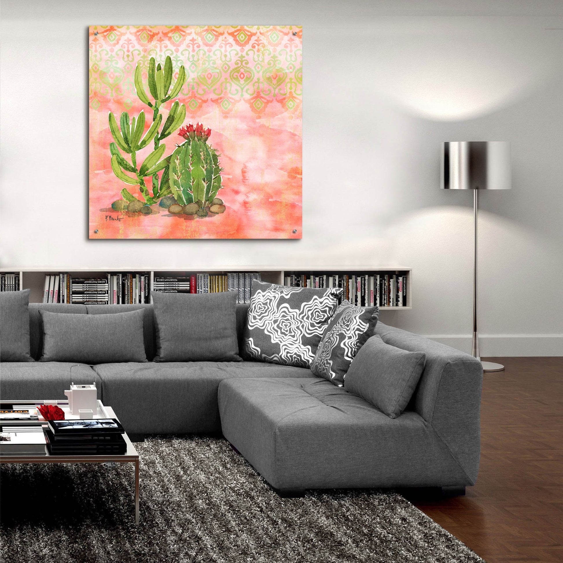 Epic Art 'Cactus III - Coral' by Paul Brent, Acrylic Glass Wall Art,36x36