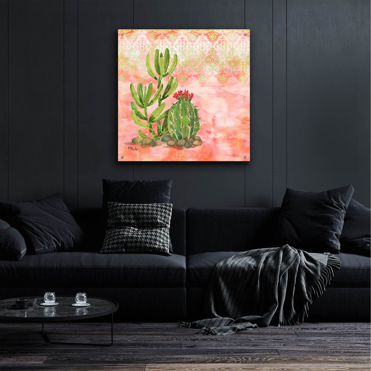 Epic Art 'Cactus III - Coral' by Paul Brent, Acrylic Glass Wall Art,36x36