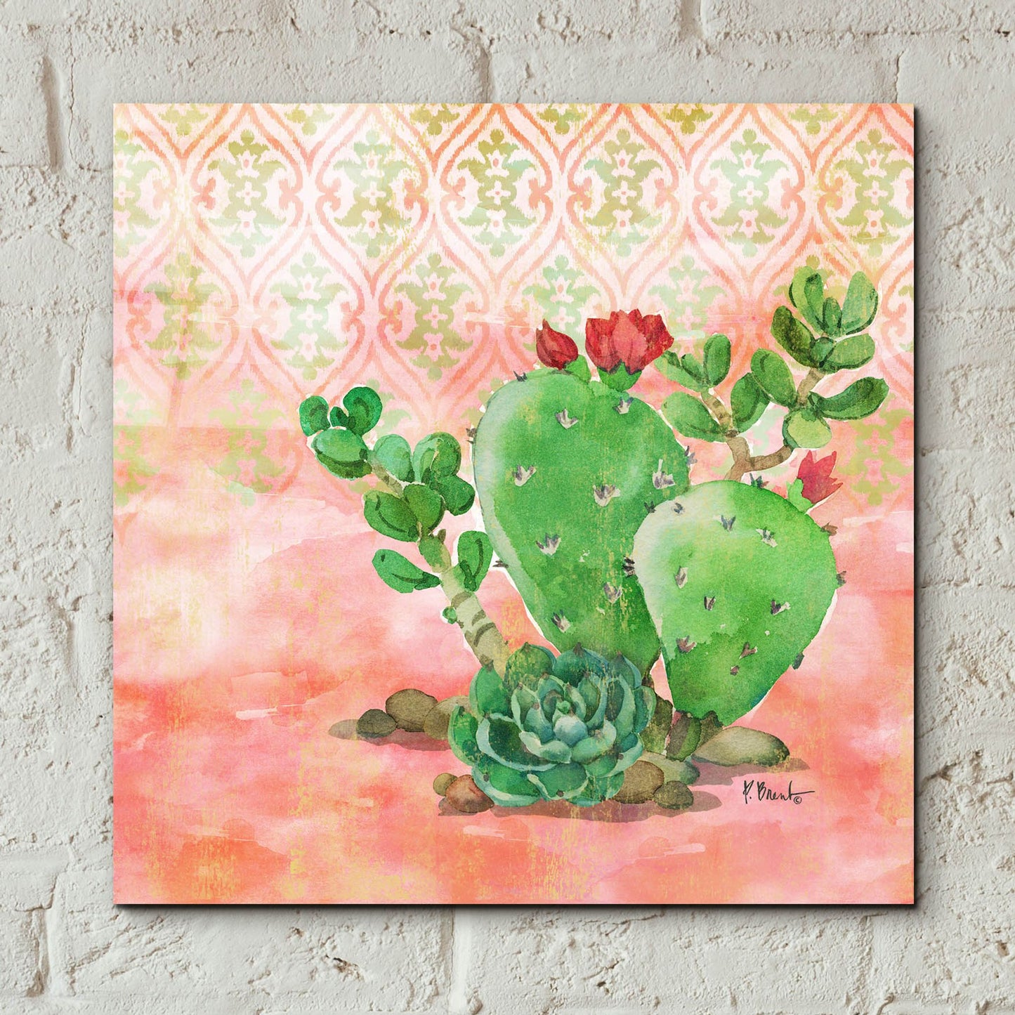 Epic Art 'Cactus IV - Coral' by Paul Brent, Acrylic Glass Wall Art,12x12