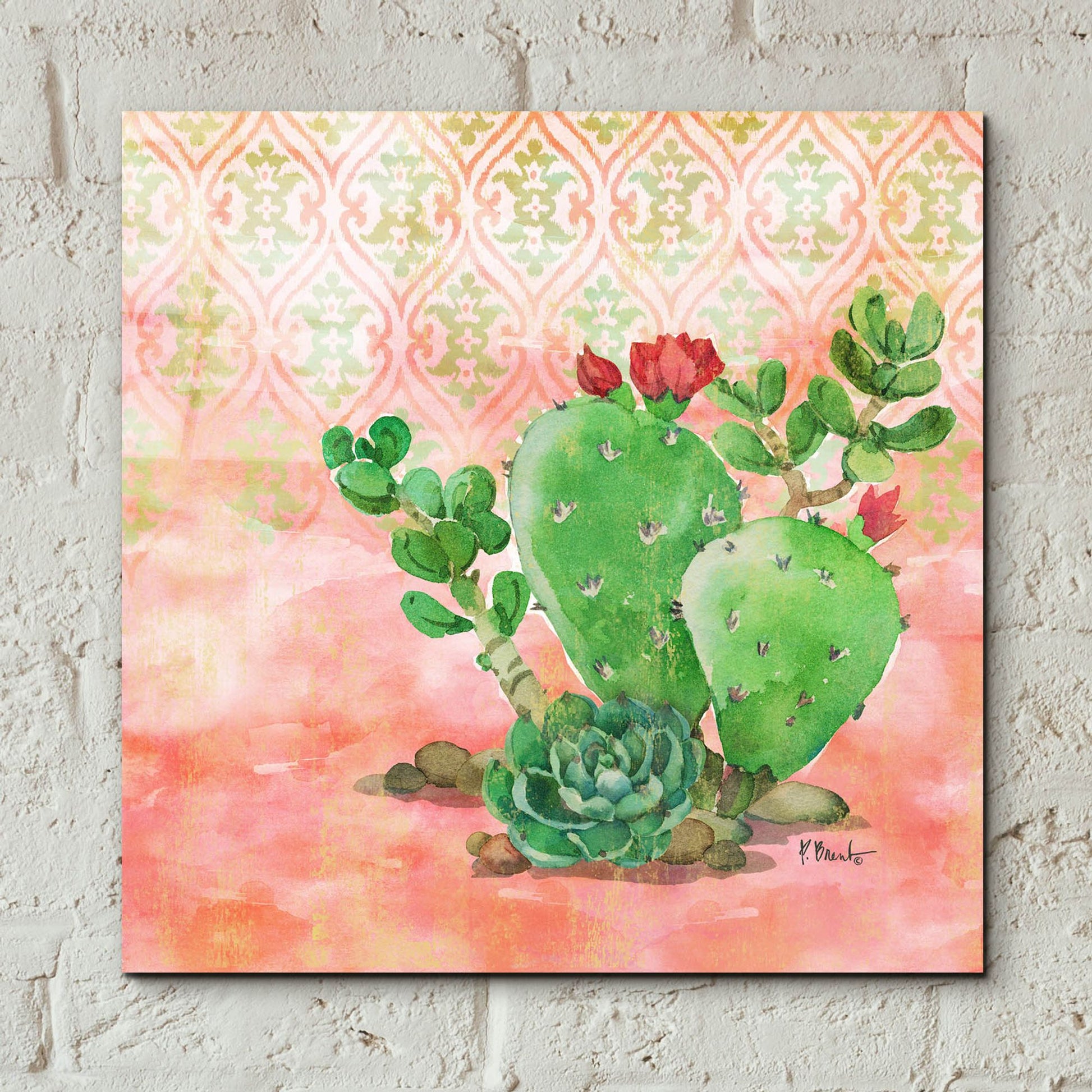 Epic Art 'Cactus IV - Coral' by Paul Brent, Acrylic Glass Wall Art,12x12