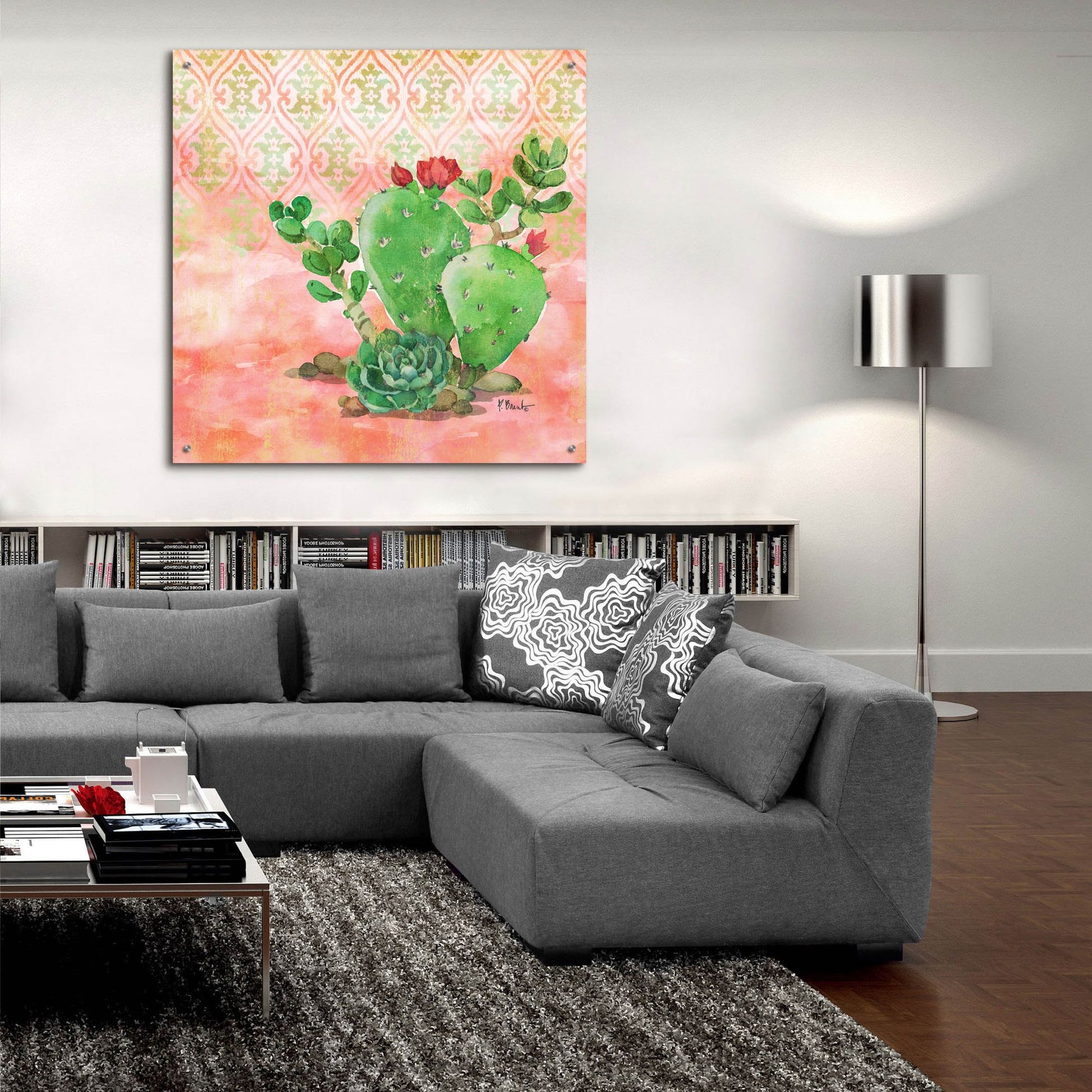 Epic Art 'Cactus IV - Coral' by Paul Brent, Acrylic Glass Wall Art,36x36