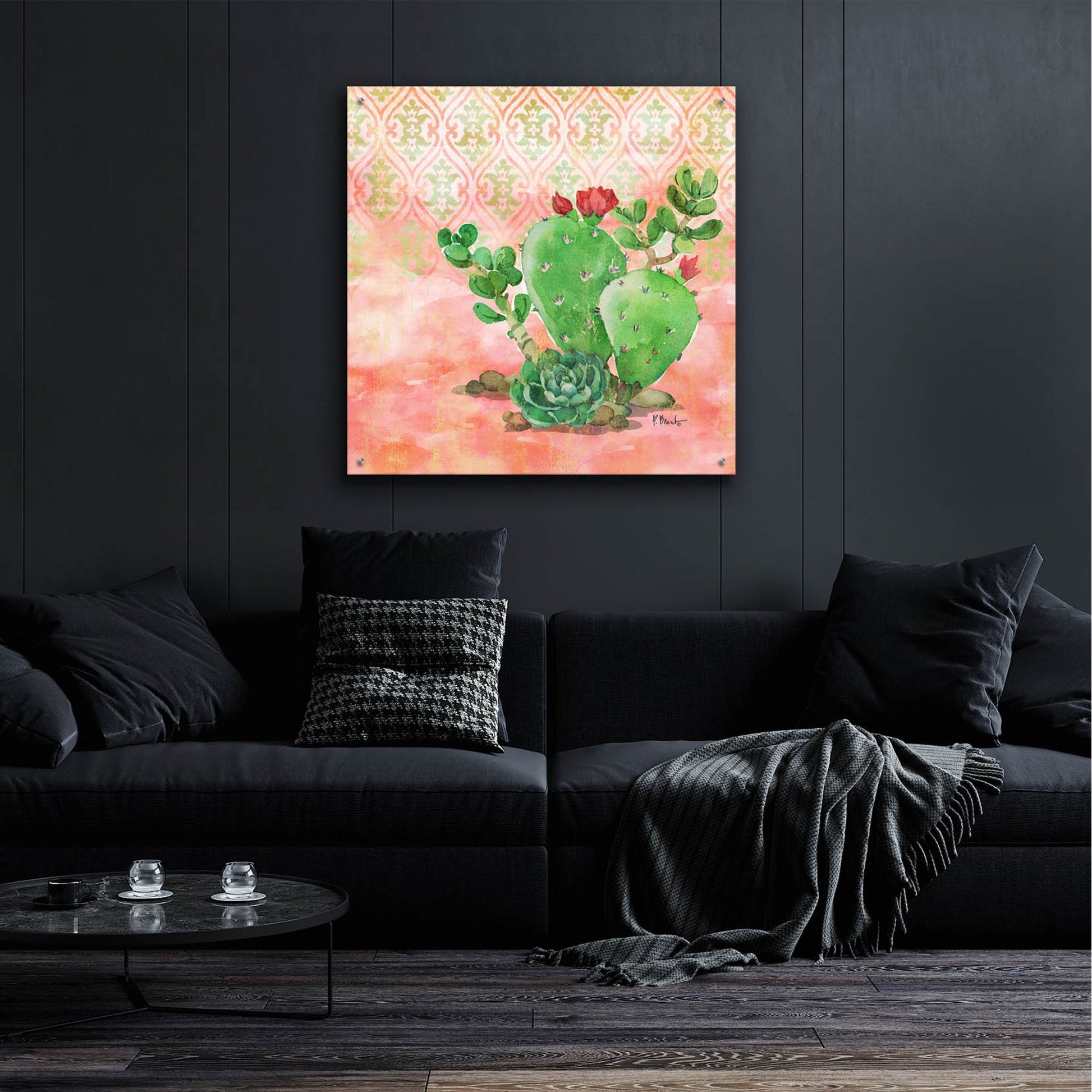 Epic Art 'Cactus IV - Coral' by Paul Brent, Acrylic Glass Wall Art,36x36