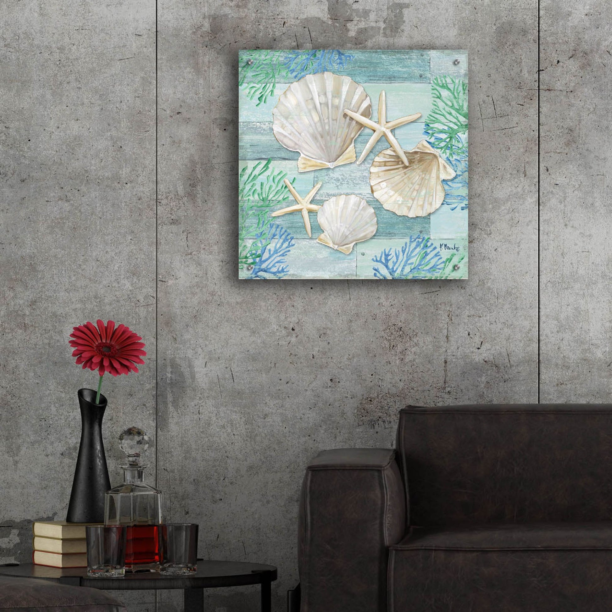 Epic Art 'Clearwater Shells IV' by Paul Brent, Acrylic Glass Wall Art,24x24