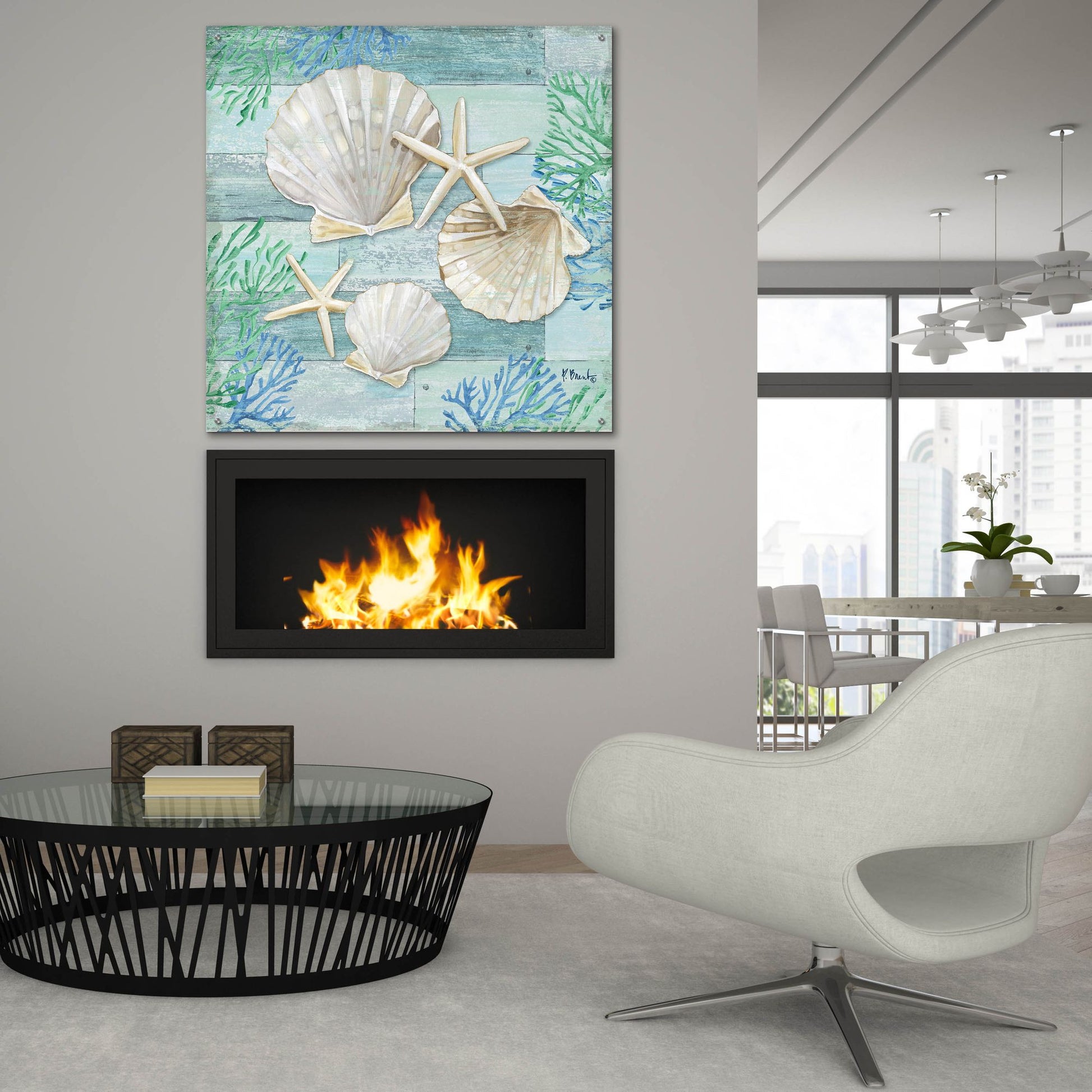 Epic Art 'Clearwater Shells IV' by Paul Brent, Acrylic Glass Wall Art,36x36