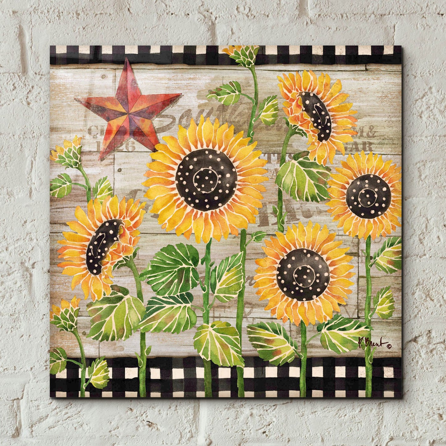 Epic Art 'Farmhouse Sunflowers' by Paul Brent, Acrylic Glass Wall Art,12x12